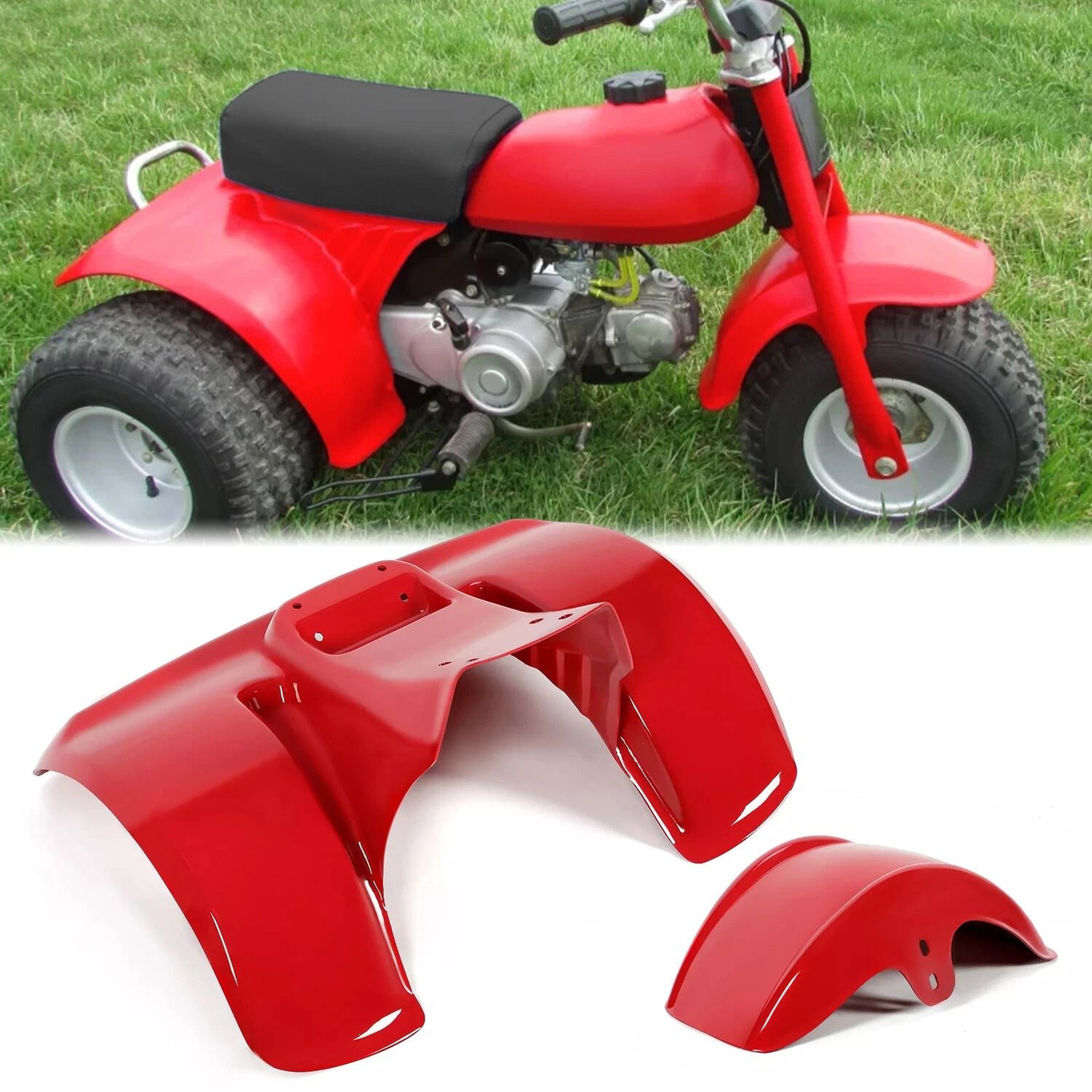 Honda ATC70 Fender Kit Red Plastic Front Rear Replacement 0