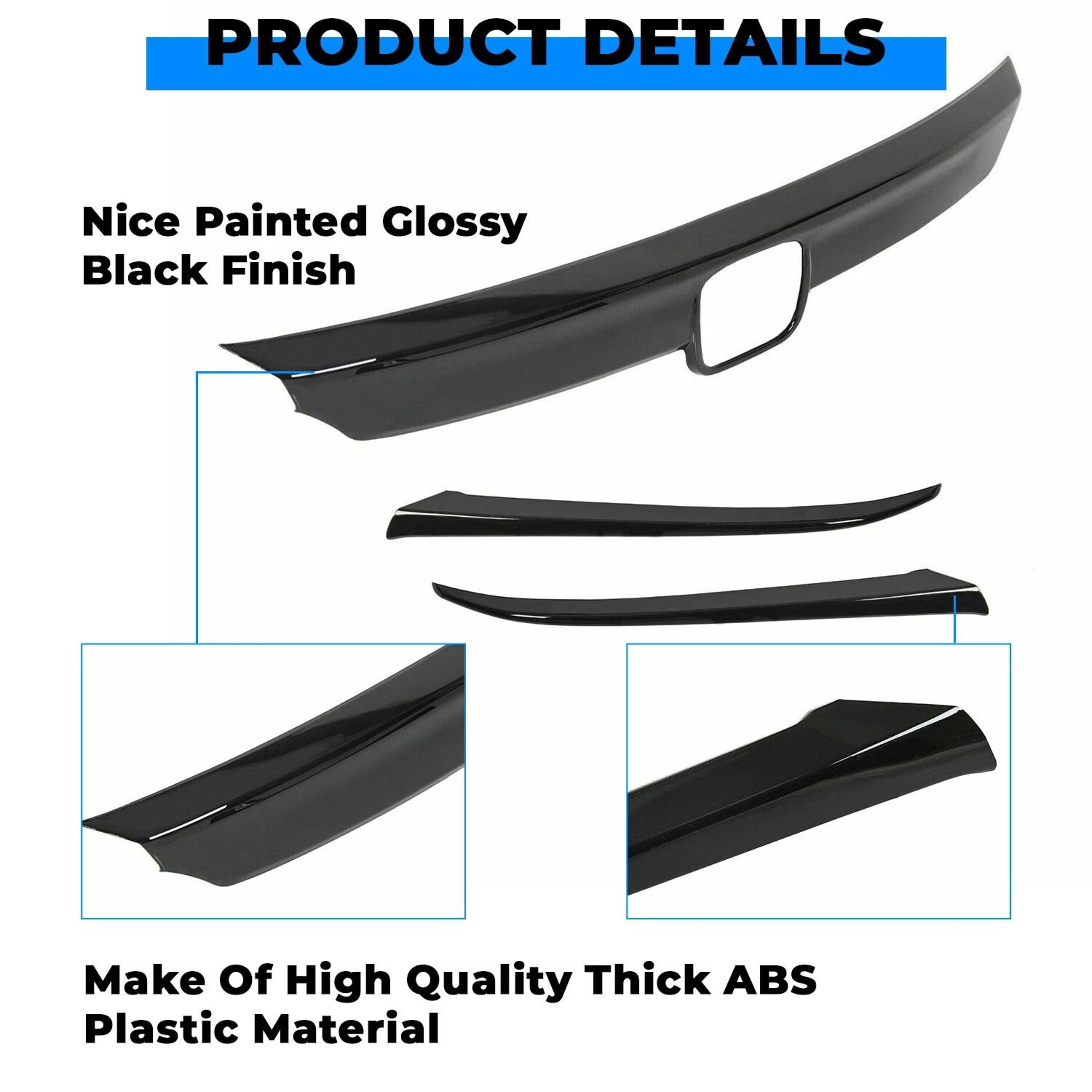 Glossy Black Honda Accord Grille Trim Cover Front Grille Overlay 11