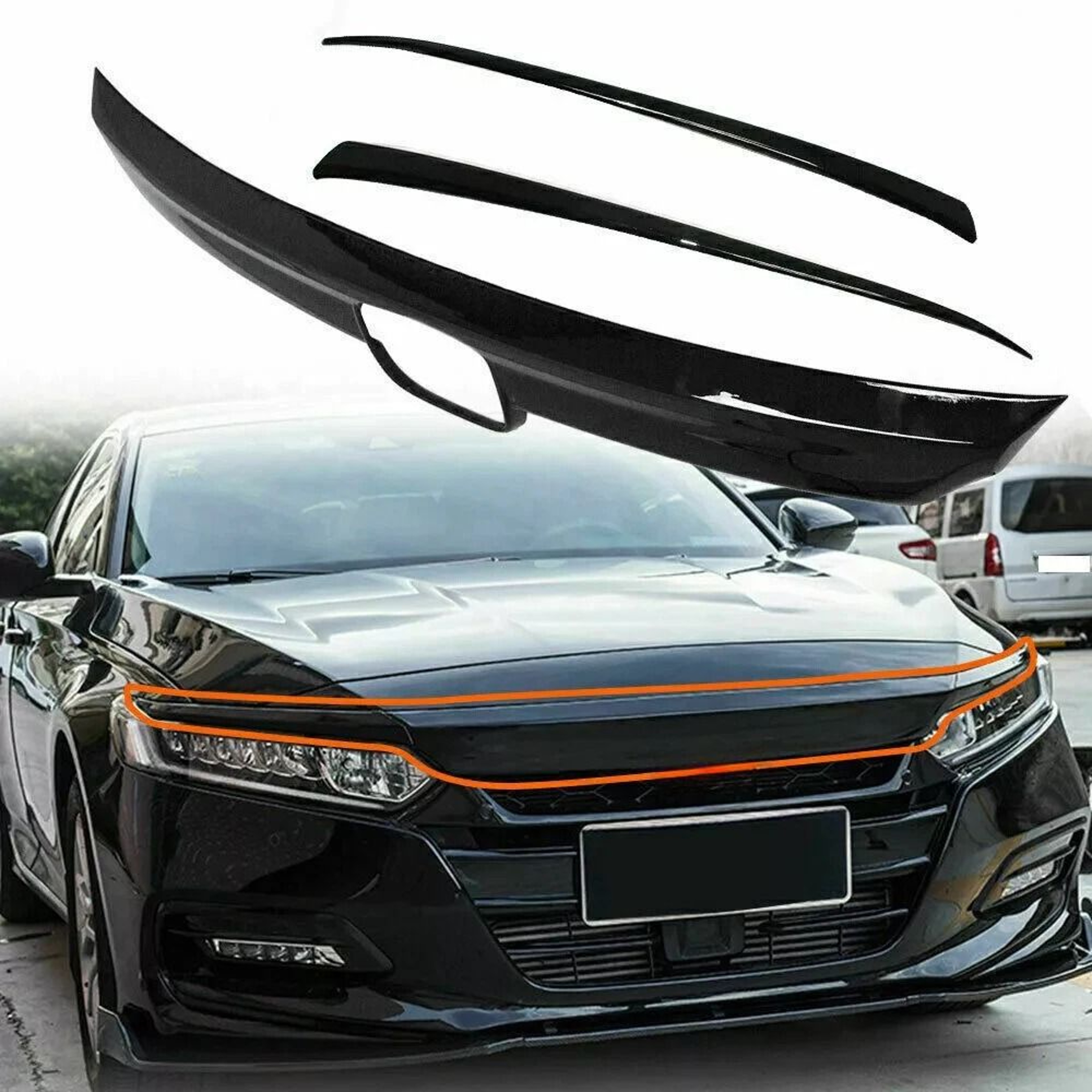 Glossy Black Honda Accord Grille Trim Cover Front Grille Overlay 0