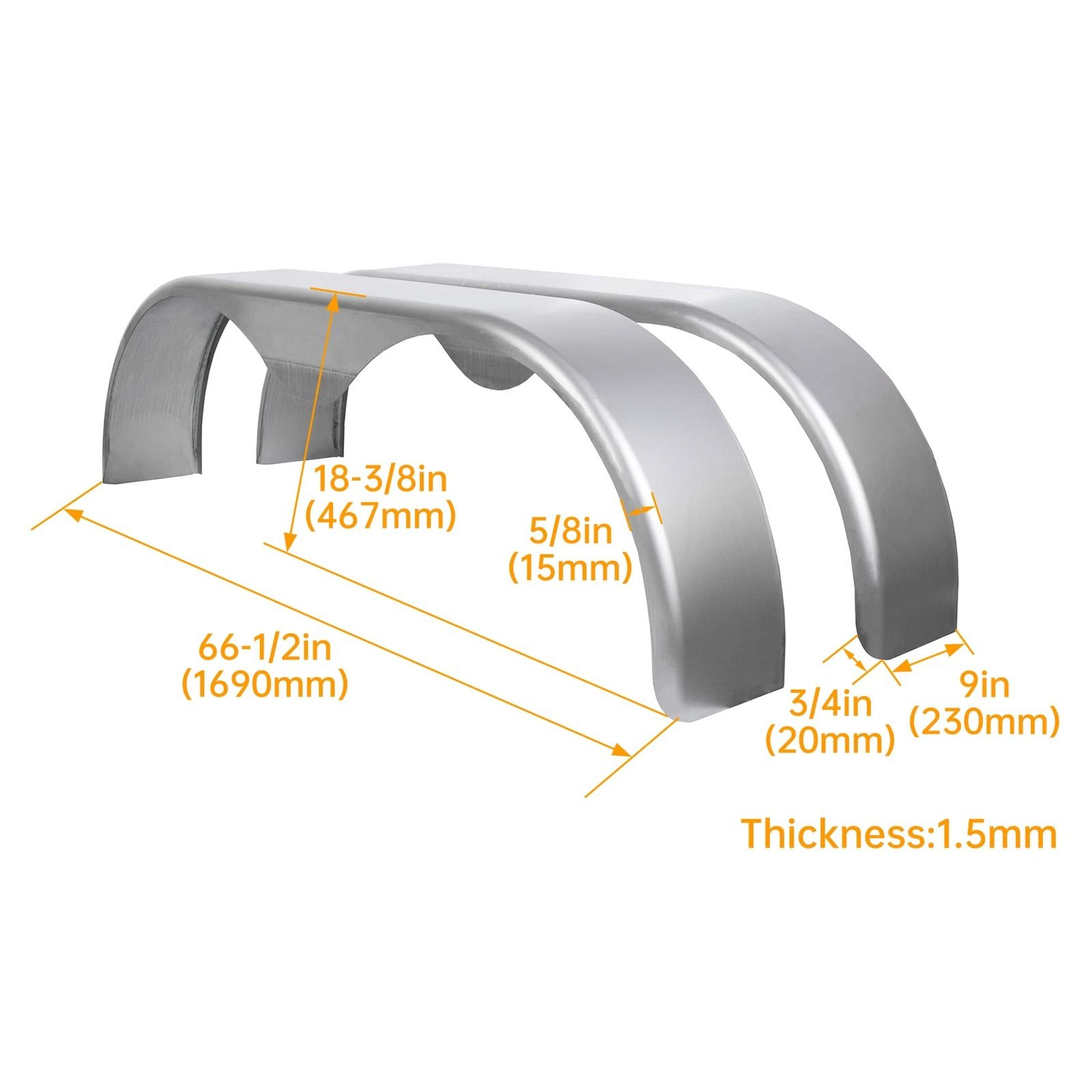 Tandem Teardrop Alloy Steel Fenders For Enclosed Trailers Durable And Stylish Trailer Protection 11