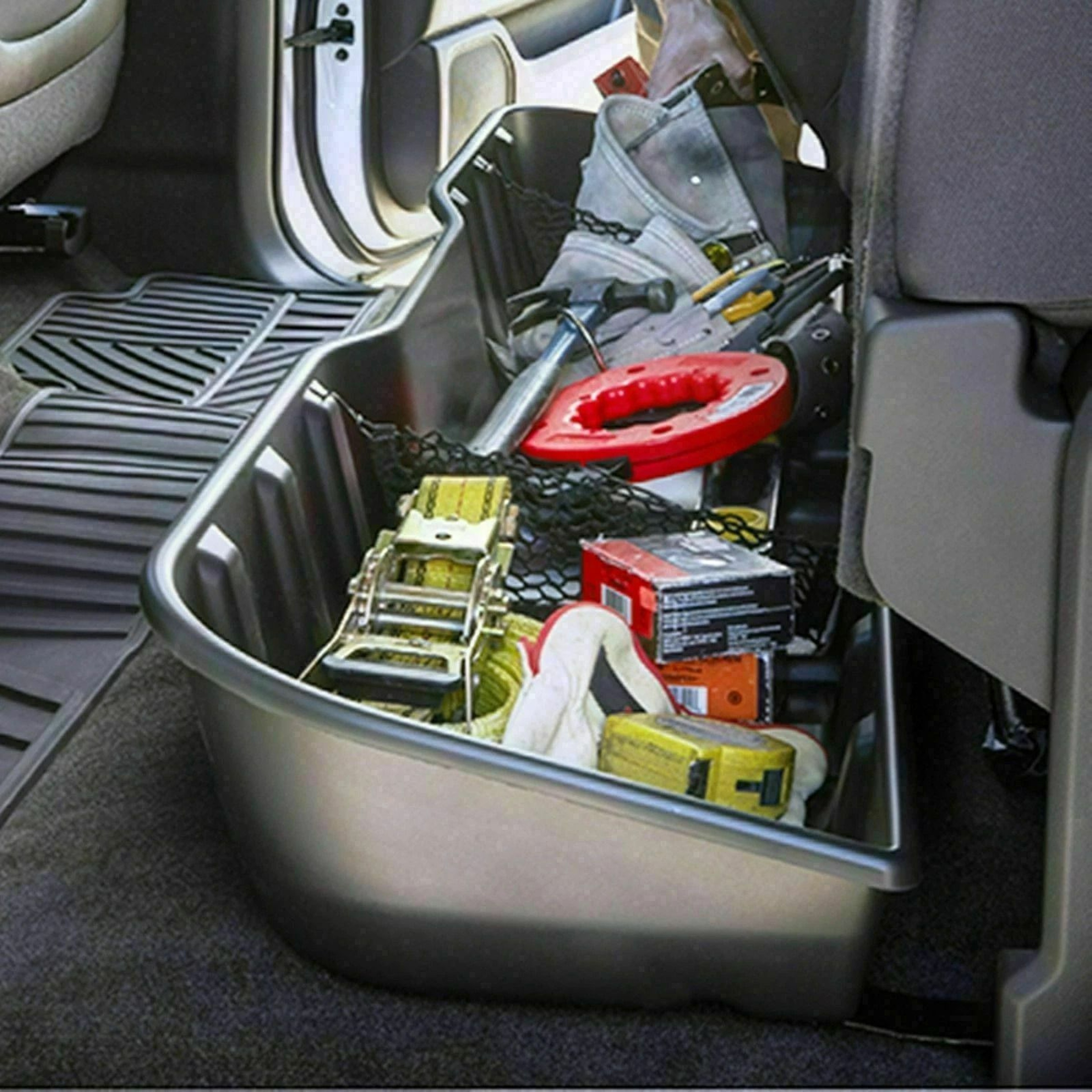 Black Underseat Storage Box For Chevy Silverado  GMC Sierra CREW CAB Durable  Waterproof Organizer 0