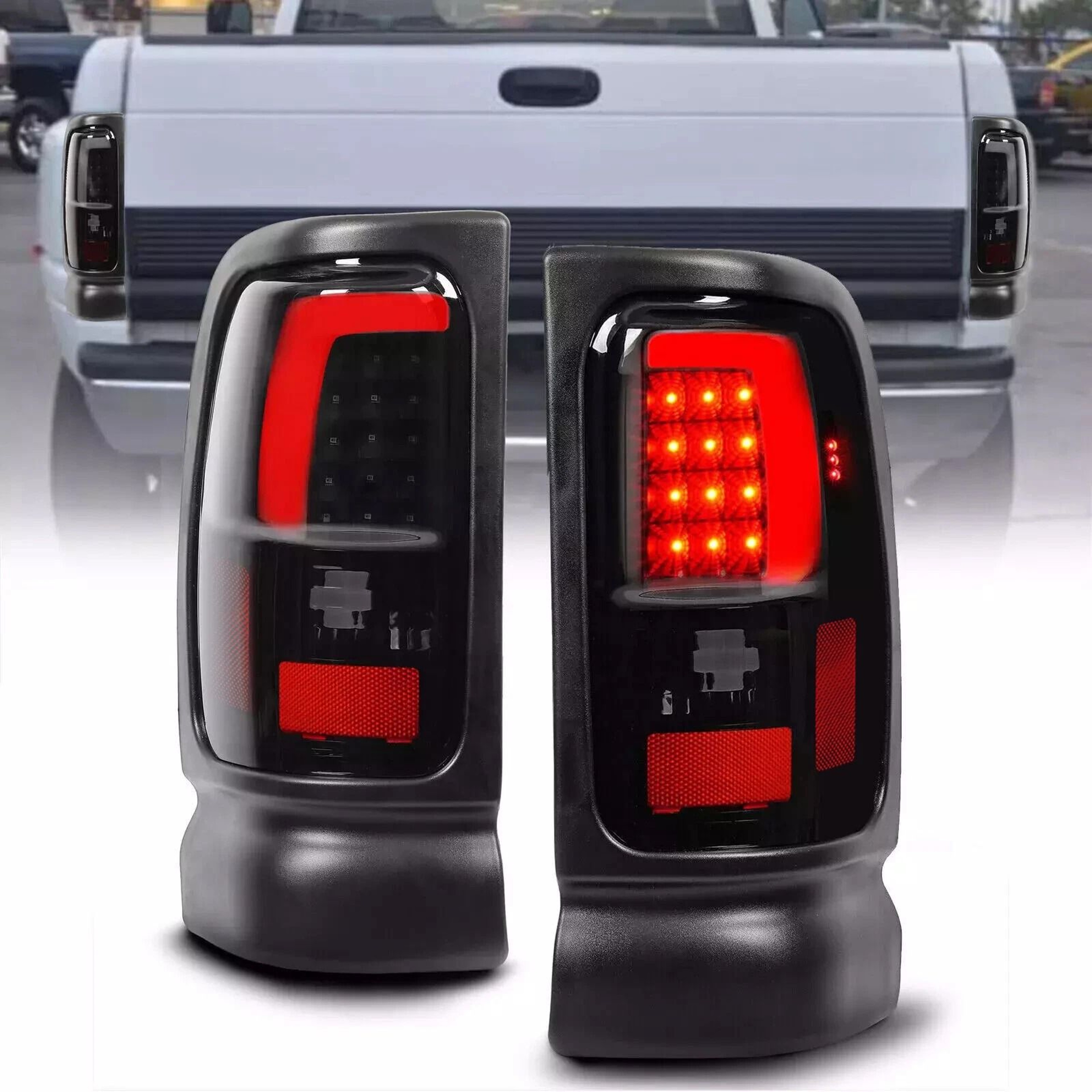 Smoked Black LED Tube Brake Tail Lights For Dodge Ram Durable Stylish Upgrade 0