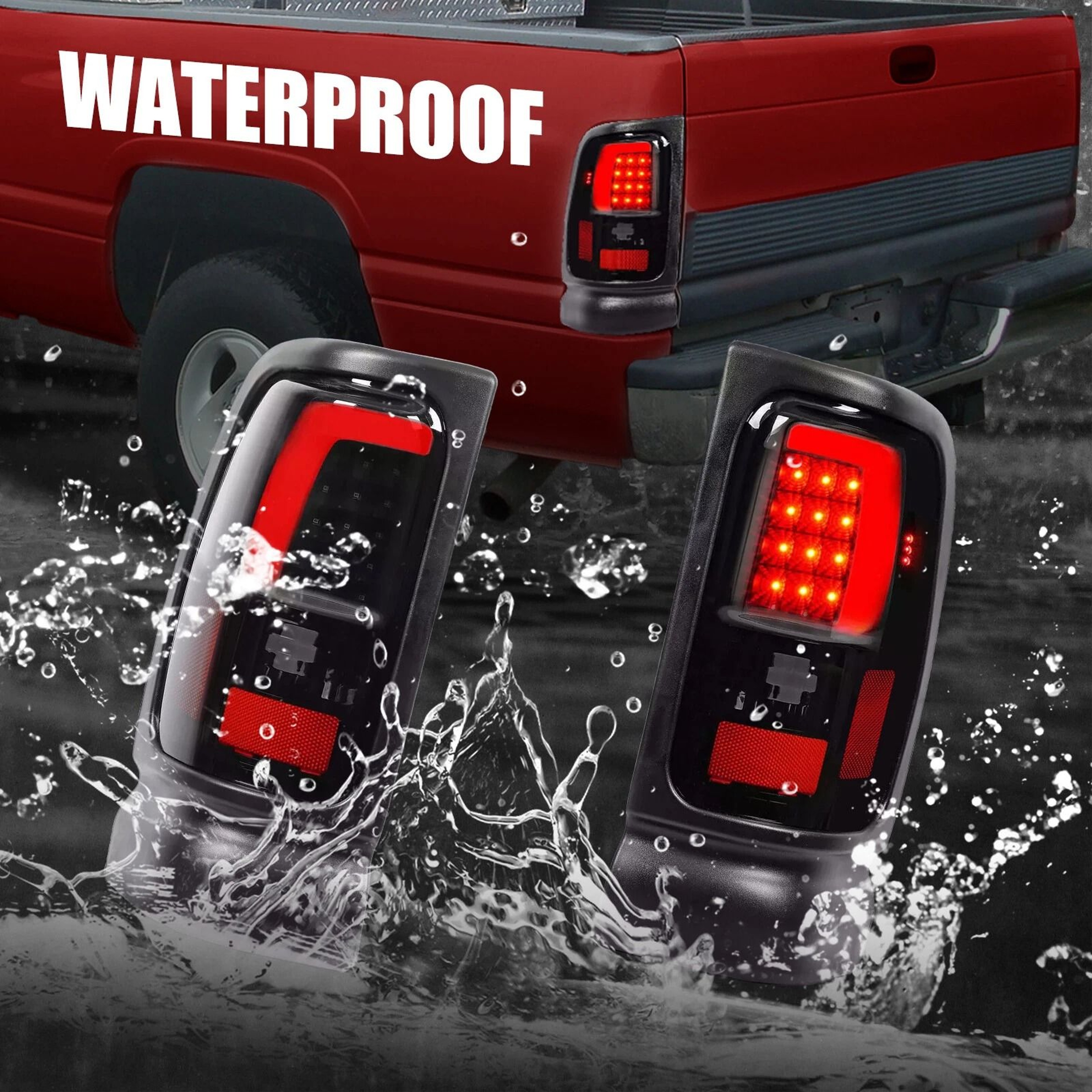 Smoked Black LED Tube Brake Tail Lights For Dodge Ram Durable Stylish Upgrade 9