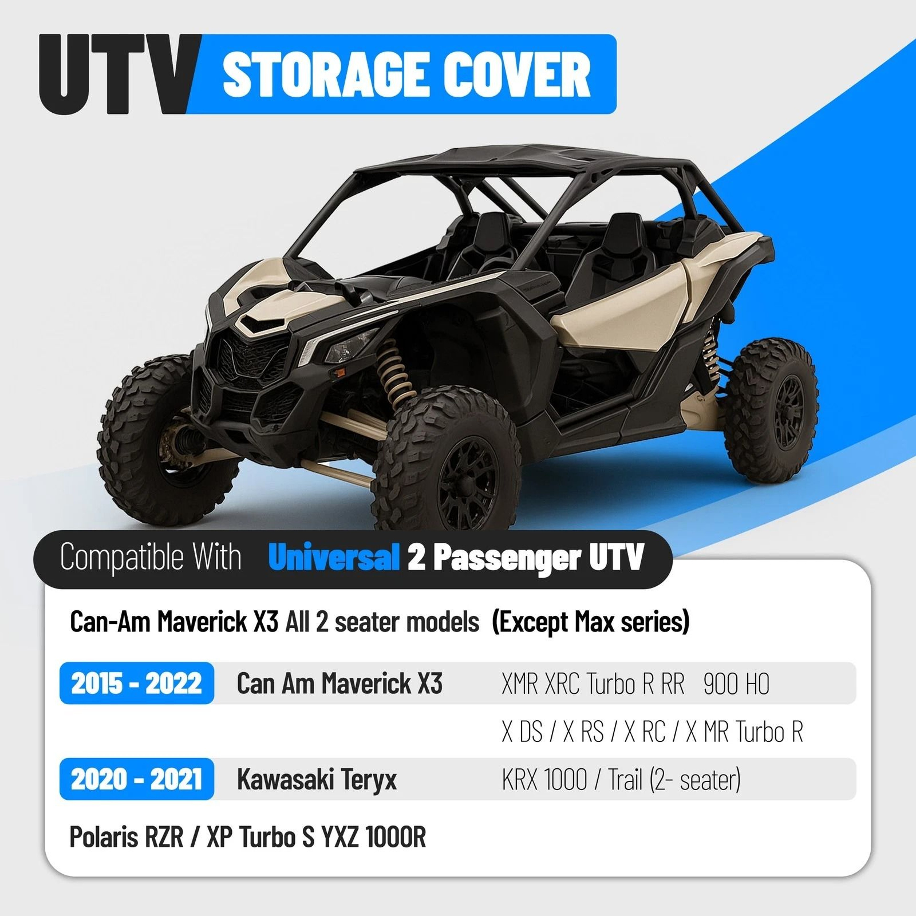 2 Seat Vehicle Storage Dust Cover For Can Am Maverick X3 Teryx Polaris RZR UTV Waterproof Durable P 11