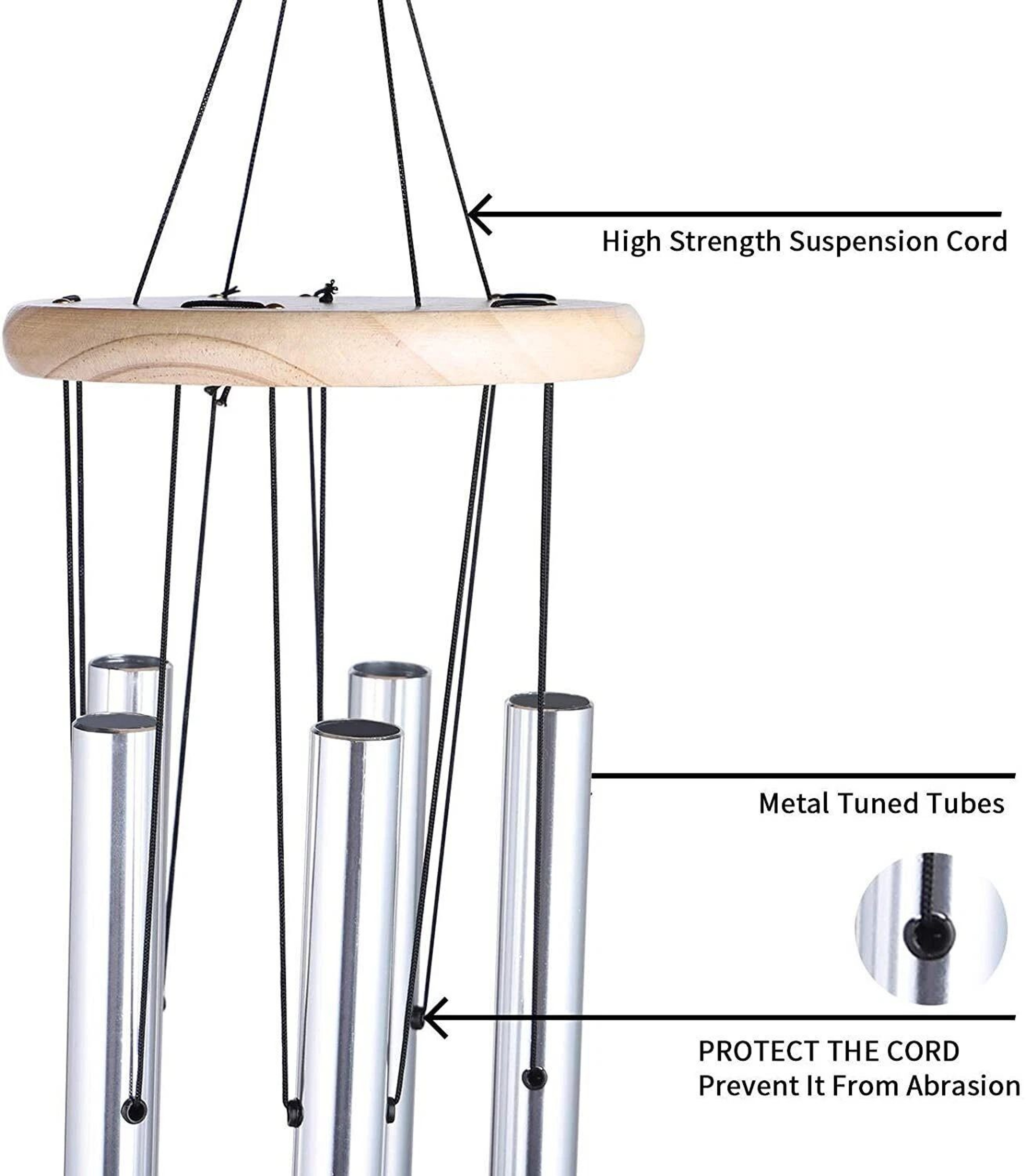 Large 5 Tube Chapel Bells Wind Chimes For Outdoor Garden Decor 7