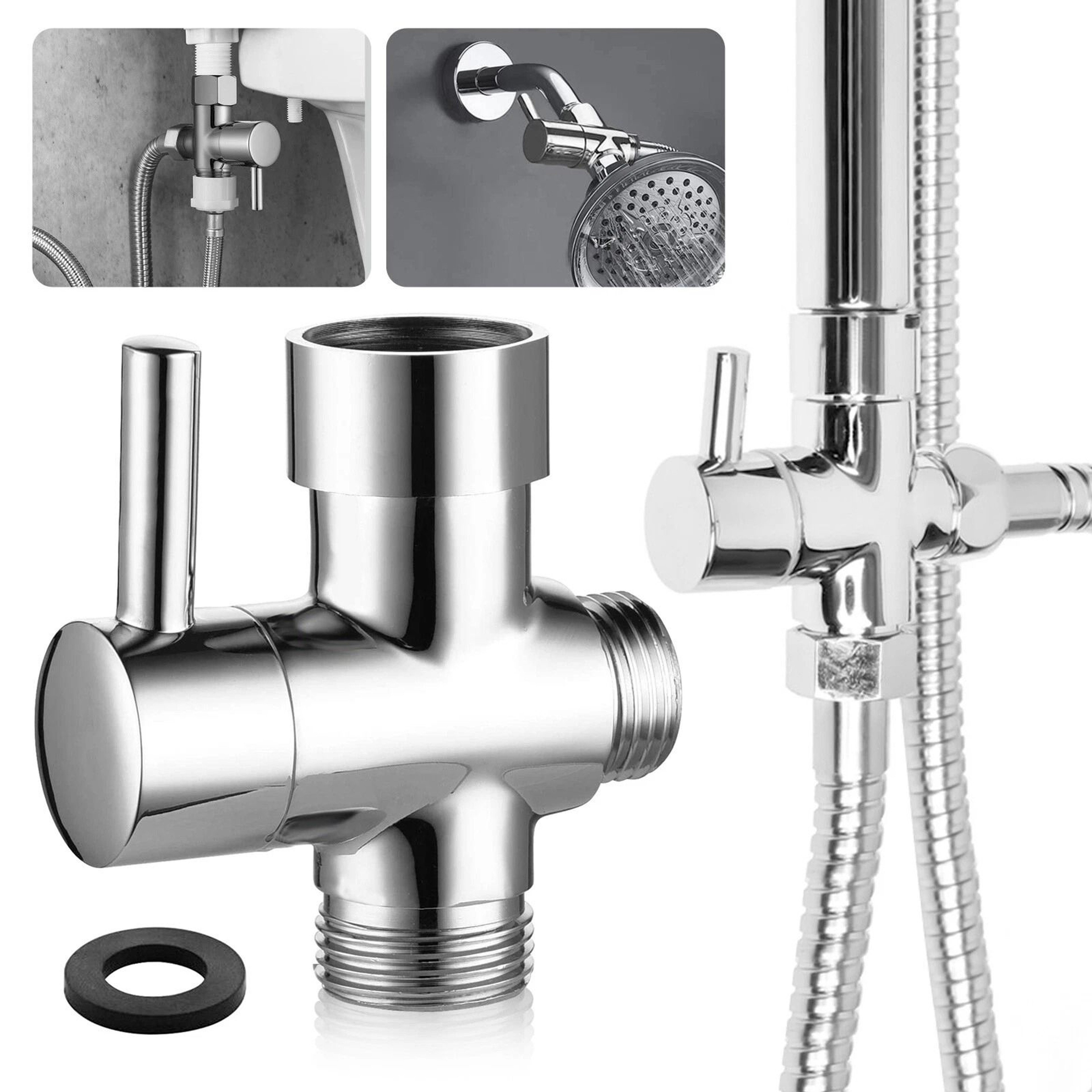 Brass T Adapter 3 Way Diverter Valve For Shower And Bath 8