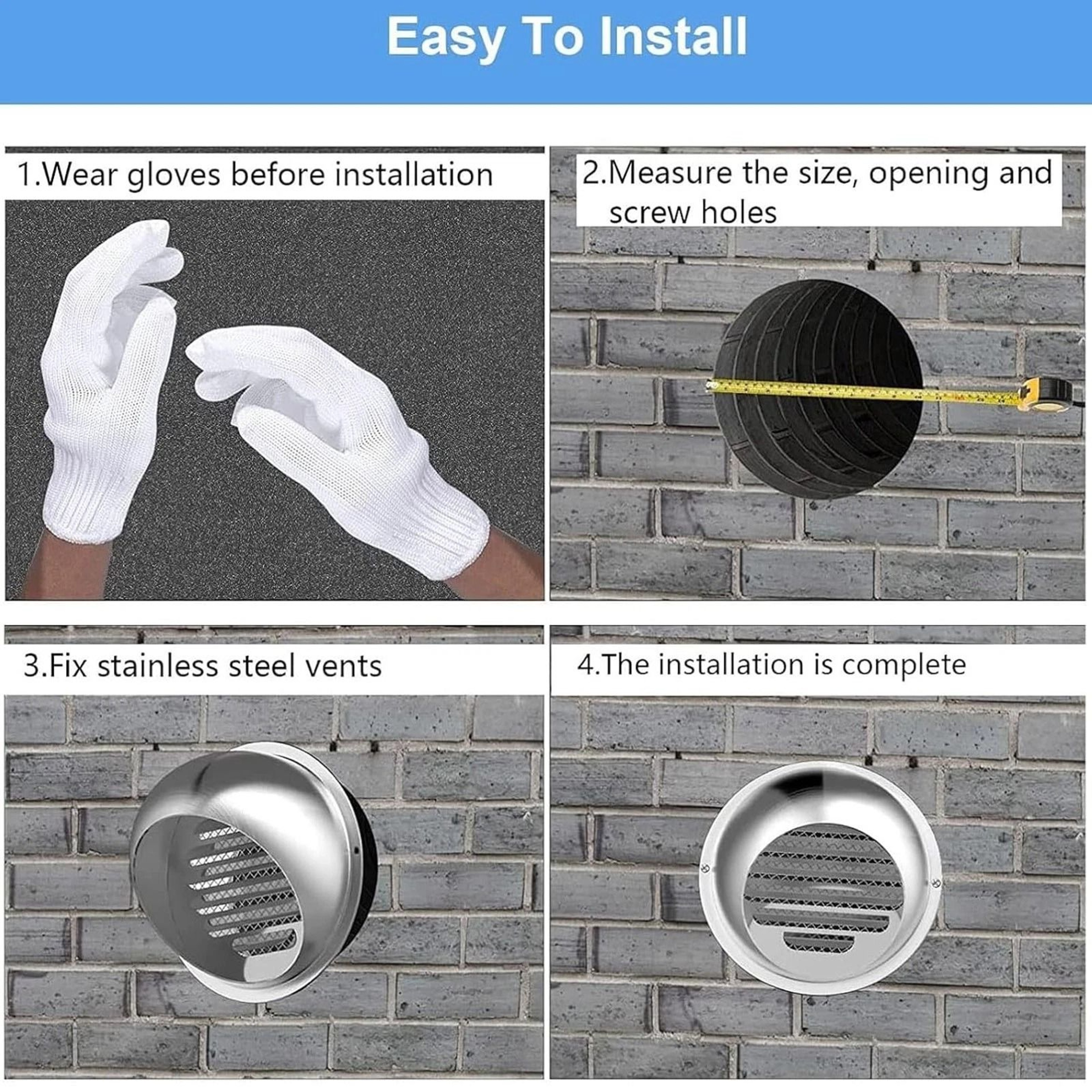 Stainless Steel Round Vent Grille Cover For Duct Fan  Exhaust Systems 3