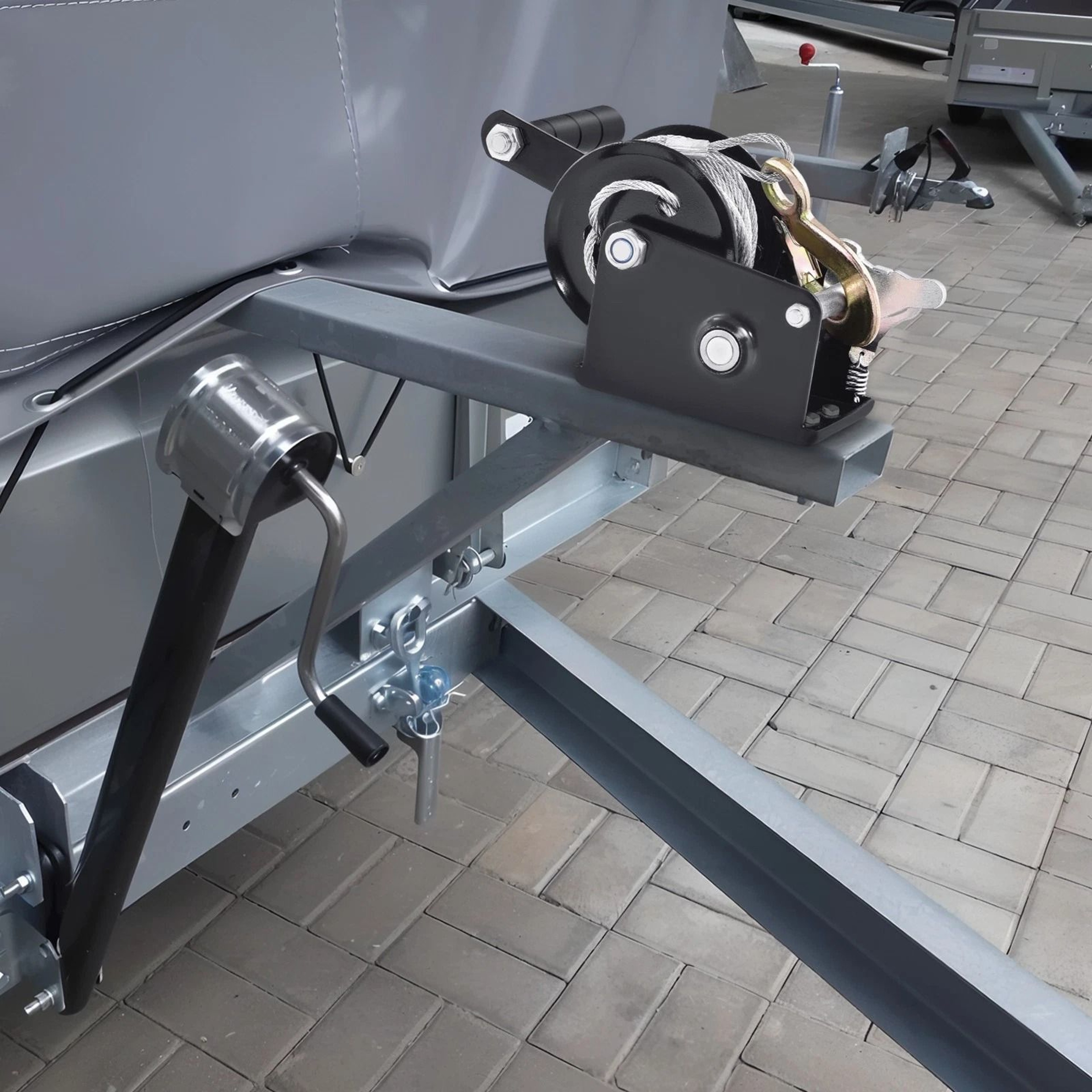 Boat Trailer Winch With Steel Cable Heavy Duty Hand Crank For ATV Towing 5
