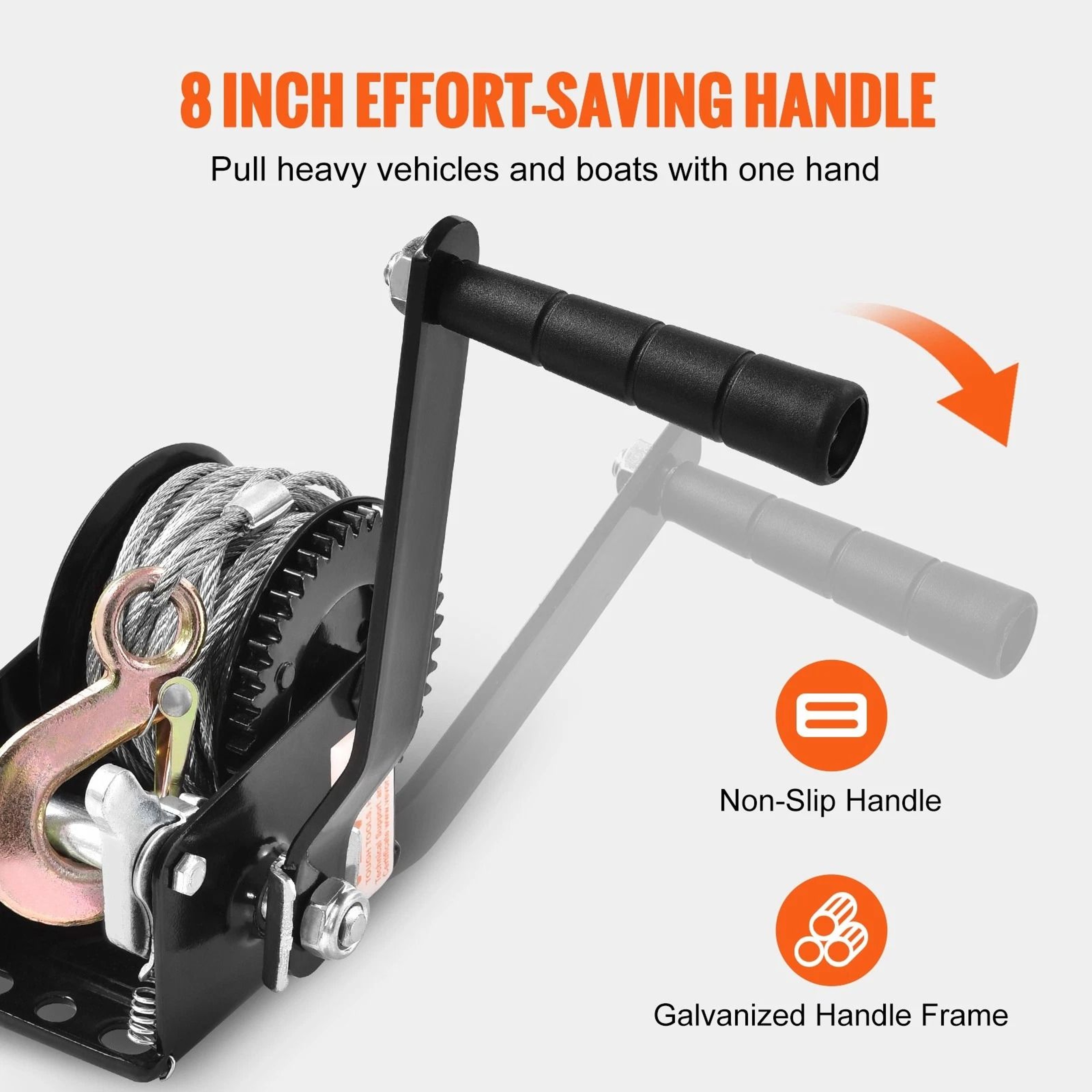Boat Trailer Winch With Steel Cable Heavy Duty Hand Crank For ATV Towing 8