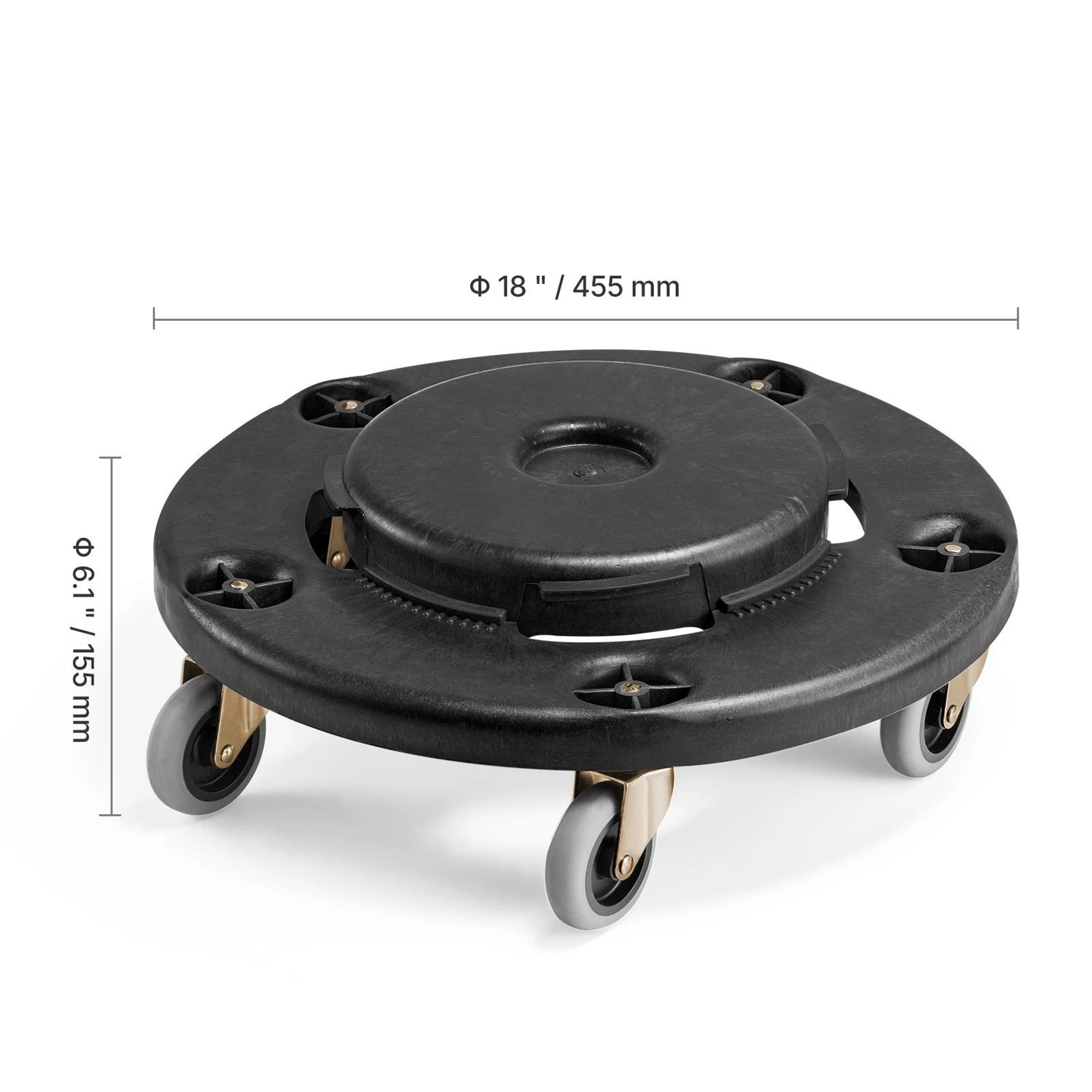 Heavy Duty Round Trash Can Dolly With Wheels For Gallon Bins 500 Lb Capacity 2