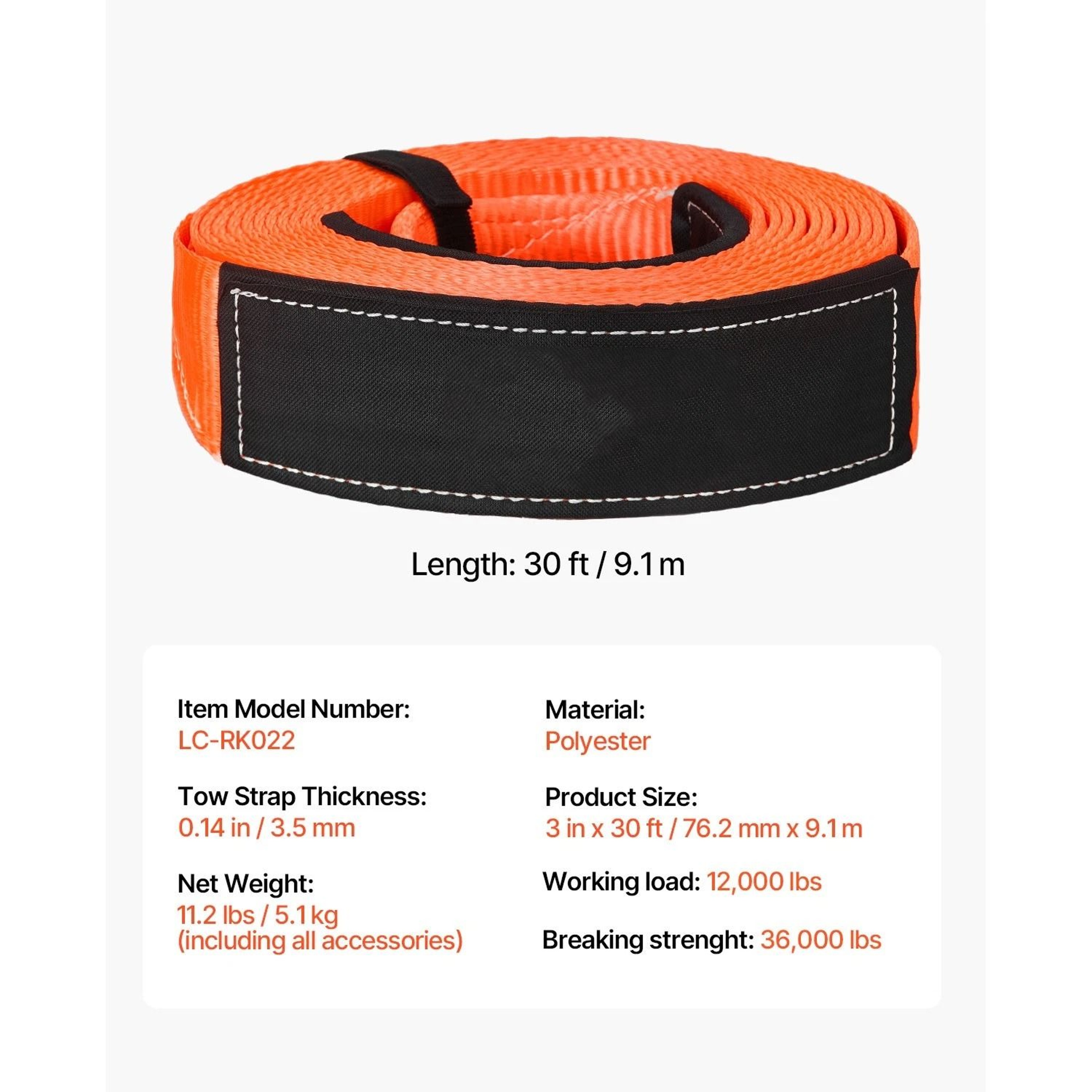 Heavy Duty Tow Strap Recovery Strap For Trucks SUVs And Emergency Towing 5
