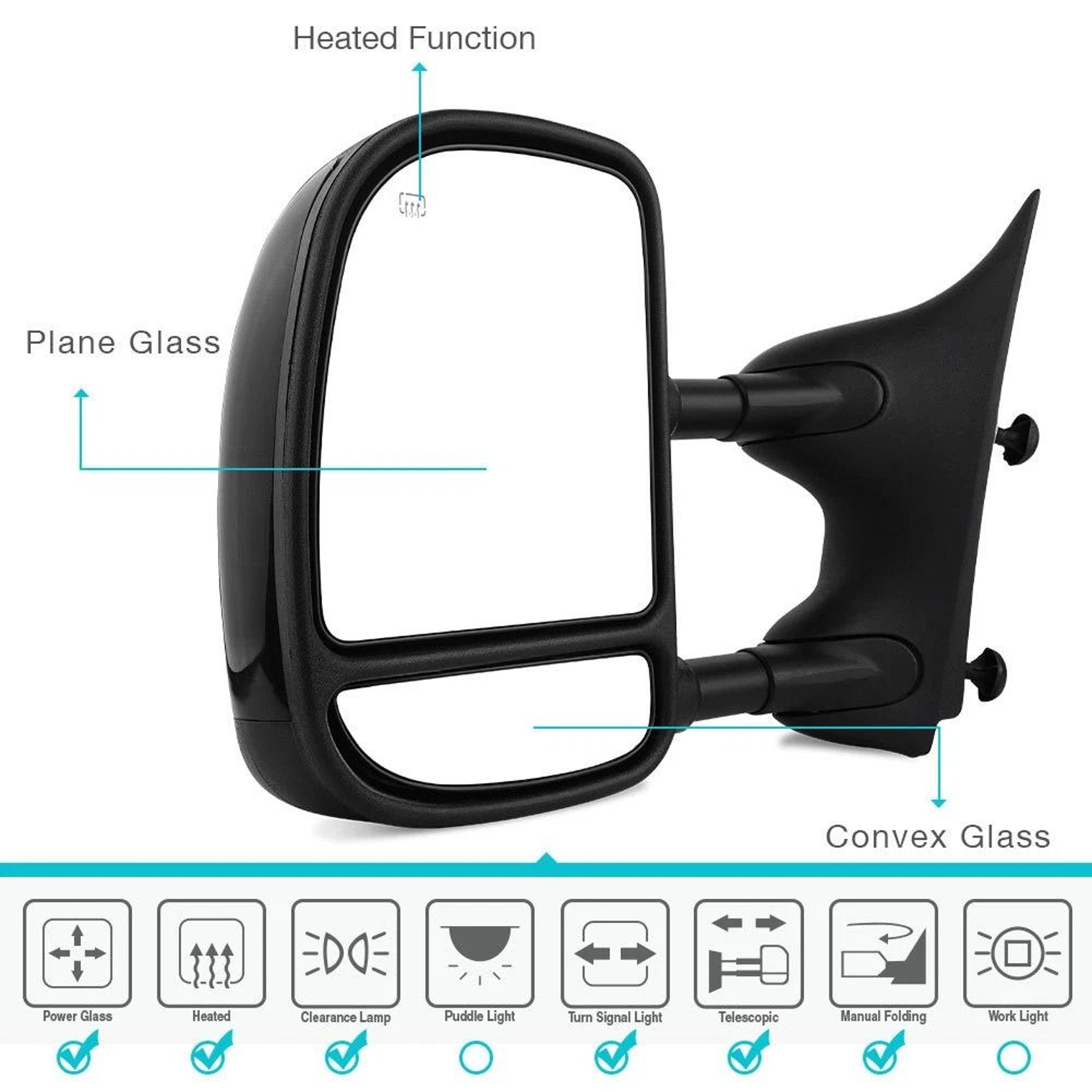 Power Heated Ford Super Duty Tow Mirrors With LED Signal 5