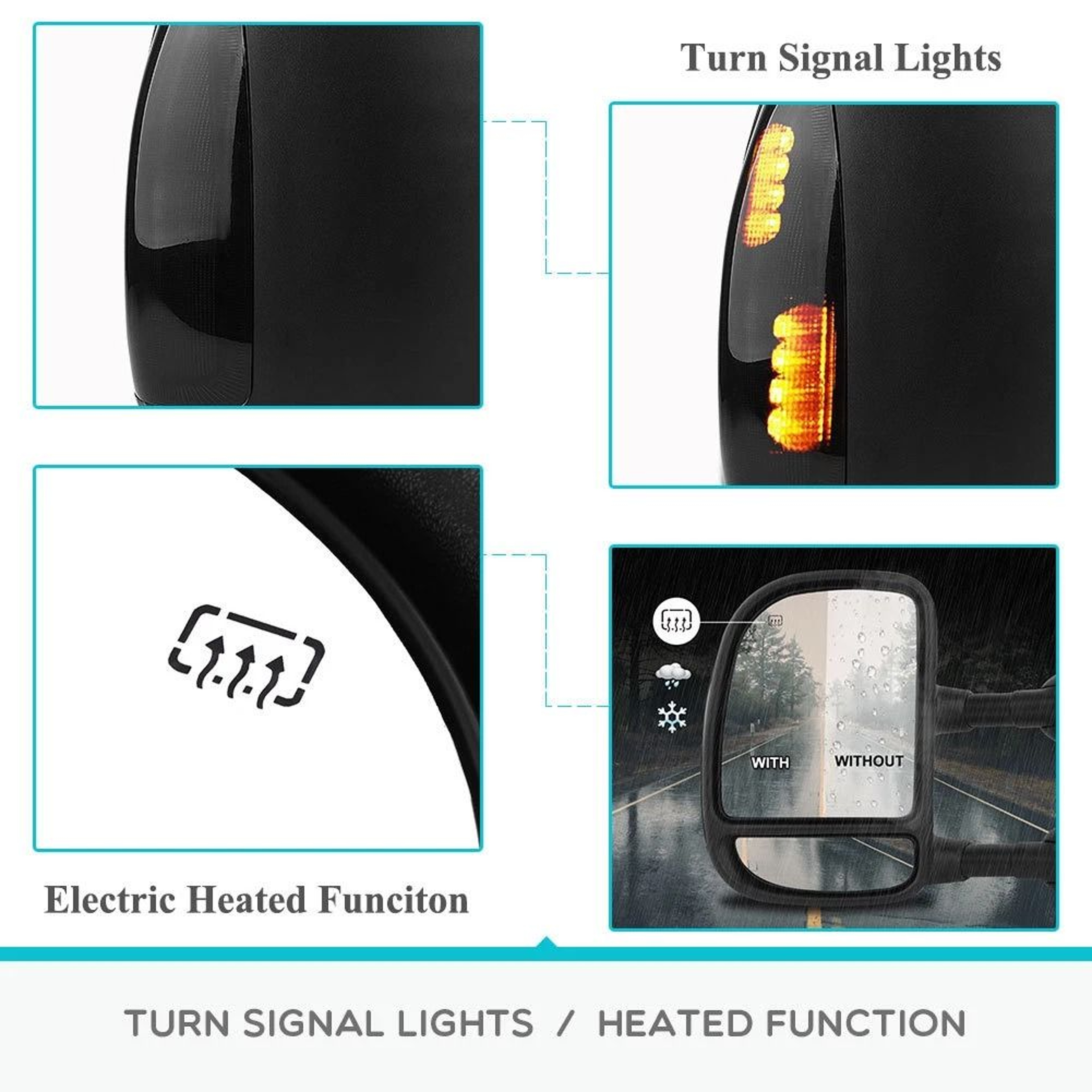 Power Heated Ford Super Duty Tow Mirrors With LED Signal 6