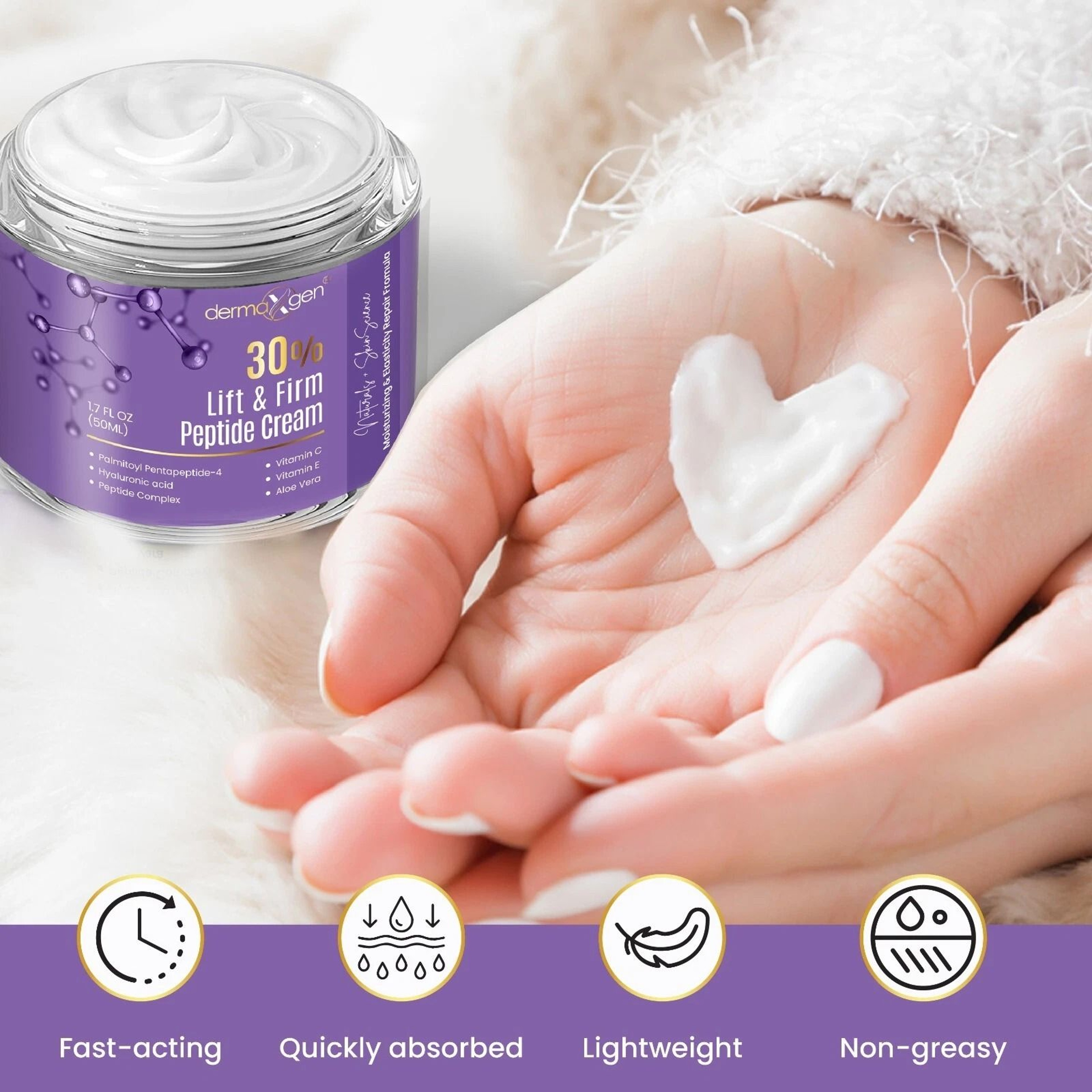 Peptide Serum For Skin Repair With Vitamin C  Hyaluronic Acid Anti Aging  Elasticity Boost 7