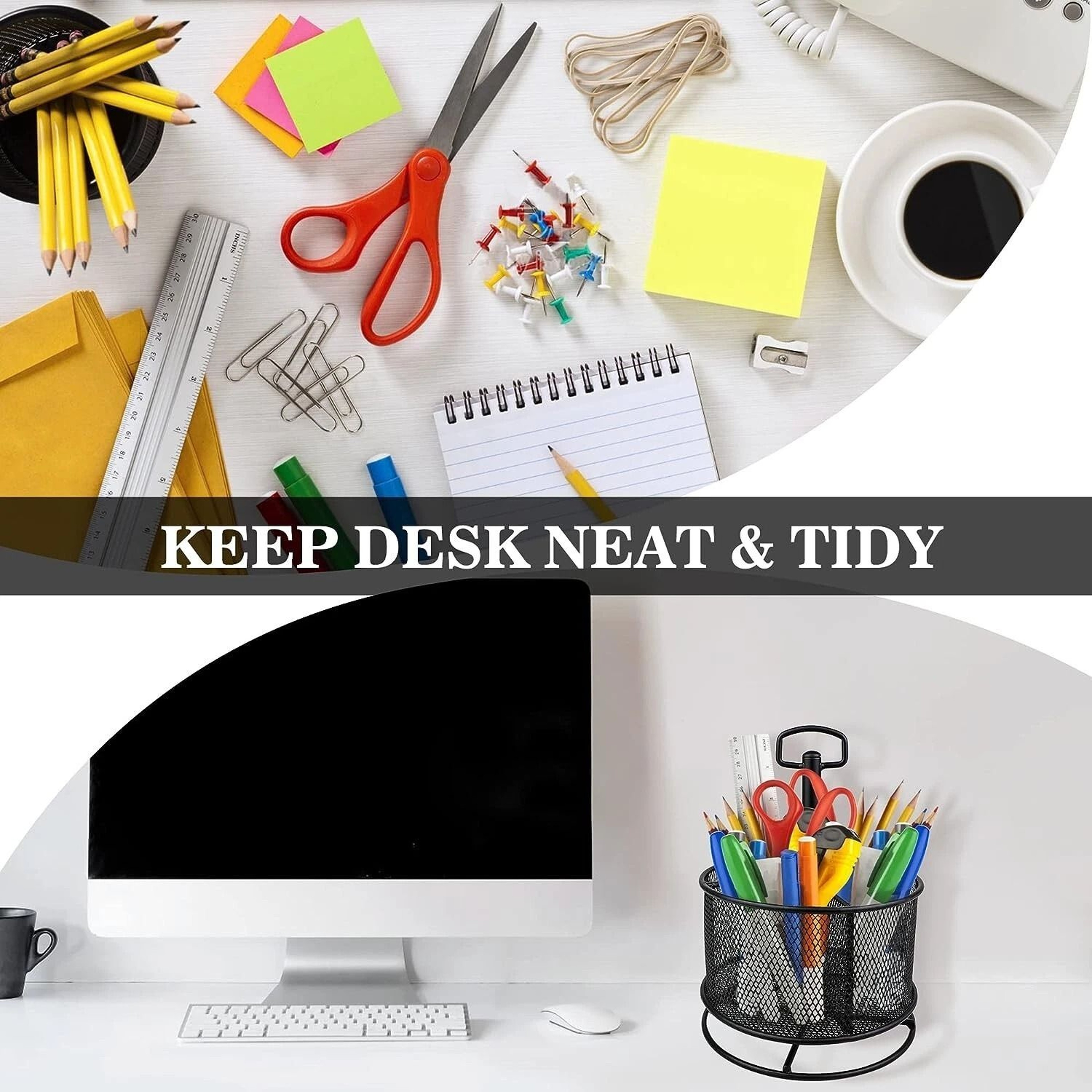 Large Pen Holder Desk Organizer With Compartments For Office  Home Use 4