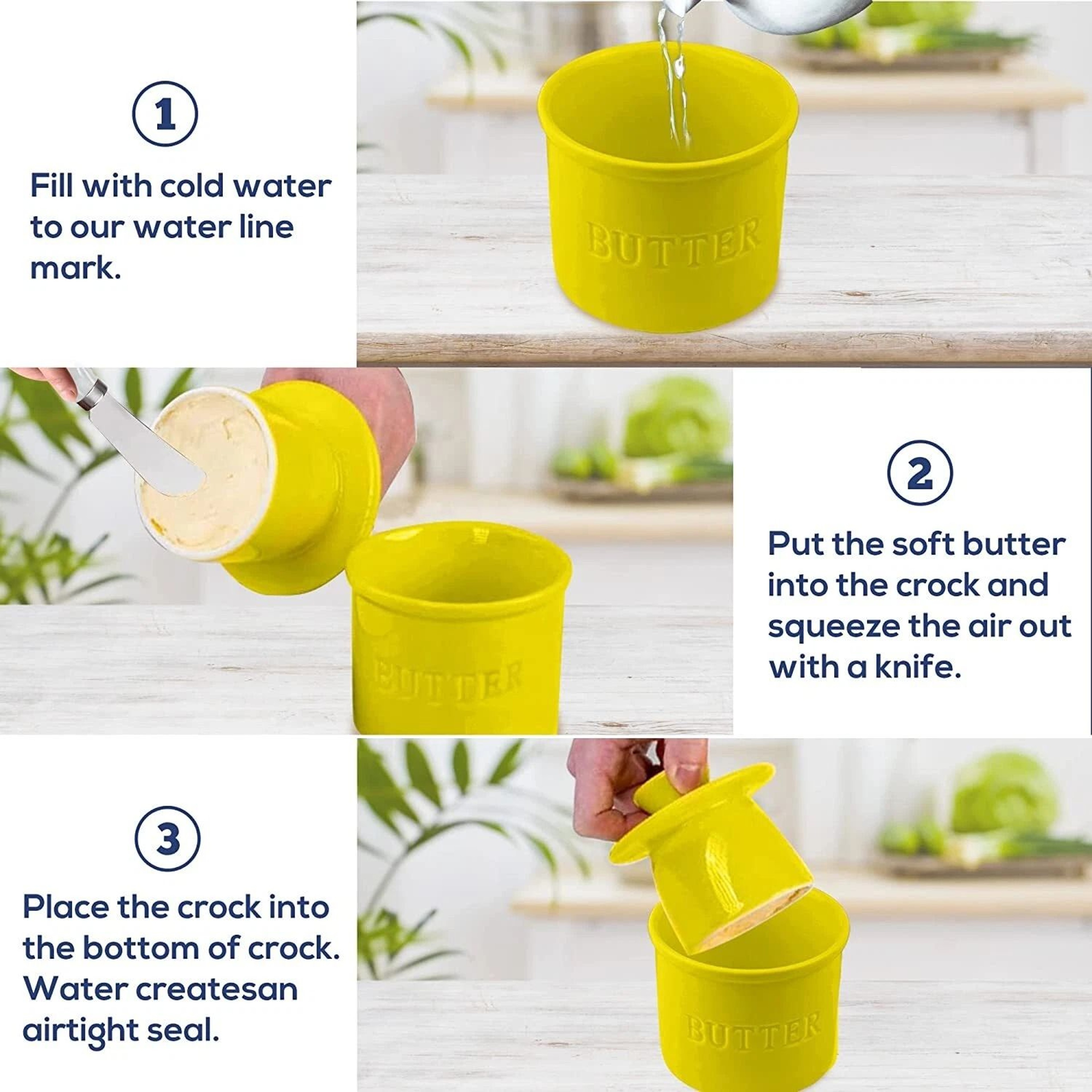 French Butter Crock With Knife Spreadable Butter Keeper For Easy Storage 3