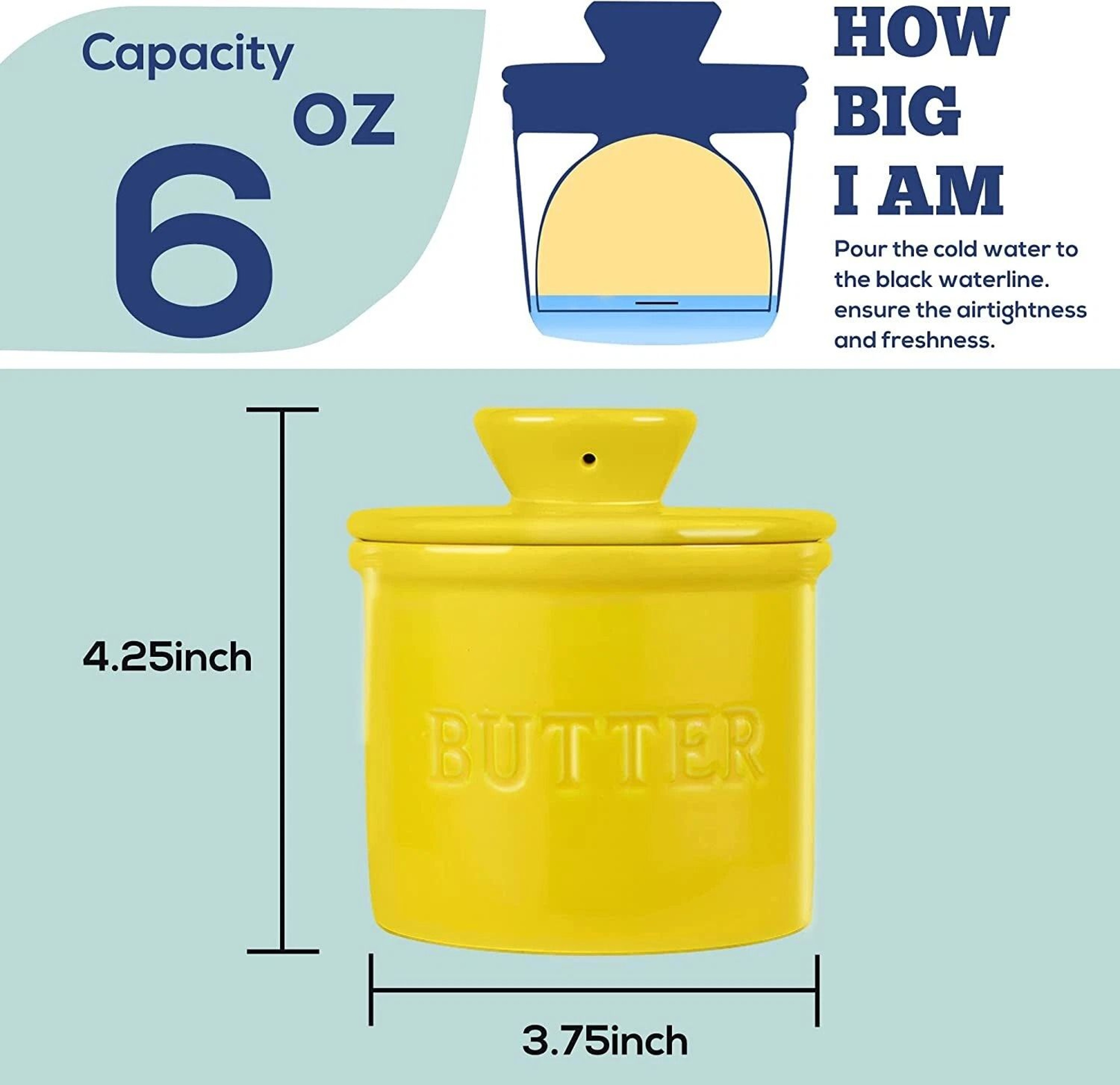 French Butter Crock With Knife Spreadable Butter Keeper For Easy Storage 4