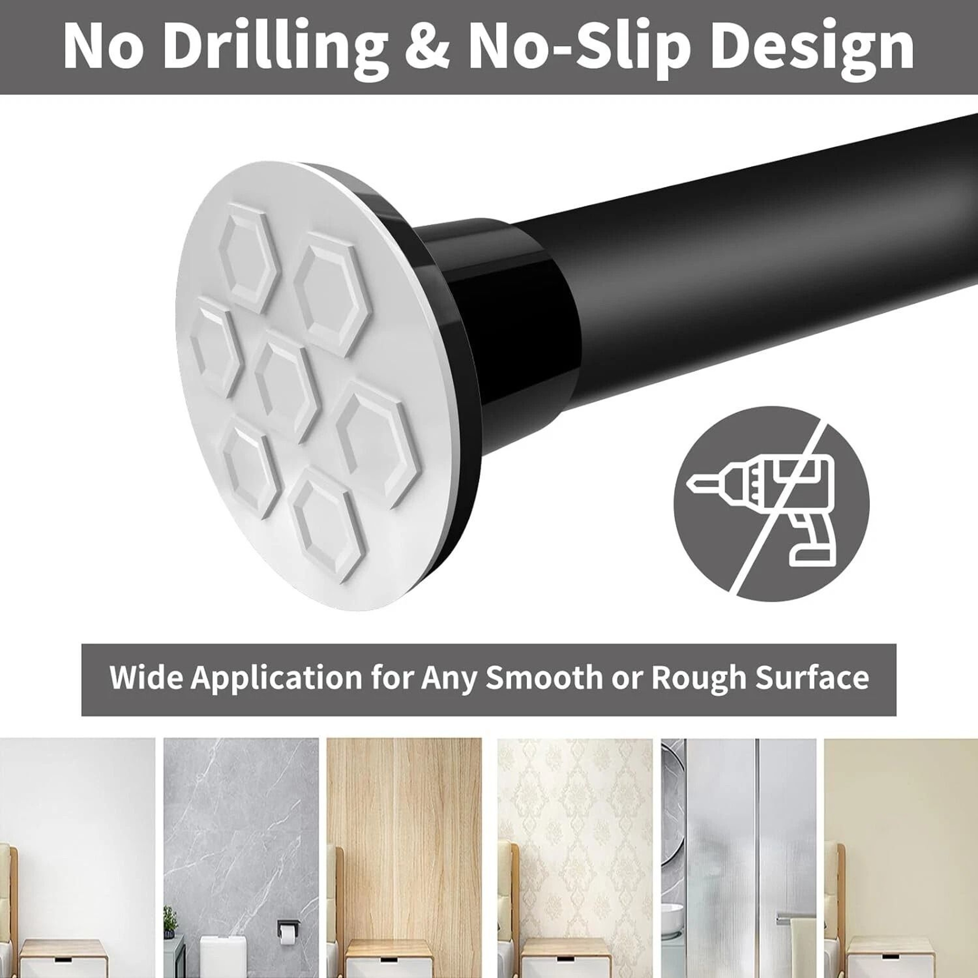 Adjustable Tension Curtain Rod No Drilling NonSlip Telescoping Curtain Rod For Easy Installation 5