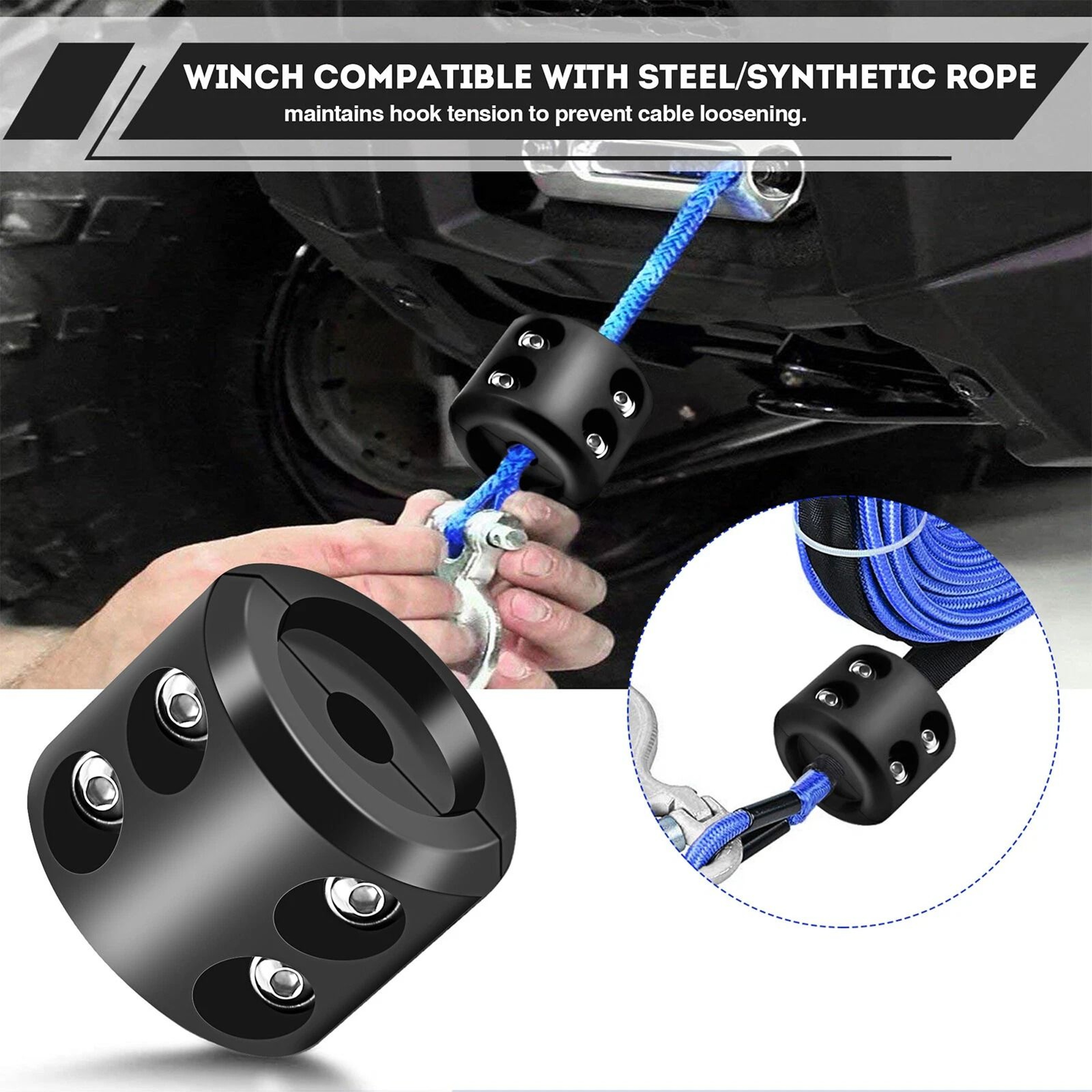 Heavy Duty ATV UTV Winch Stopper Rubber Cable Saver Waterproof Rope Hook 1