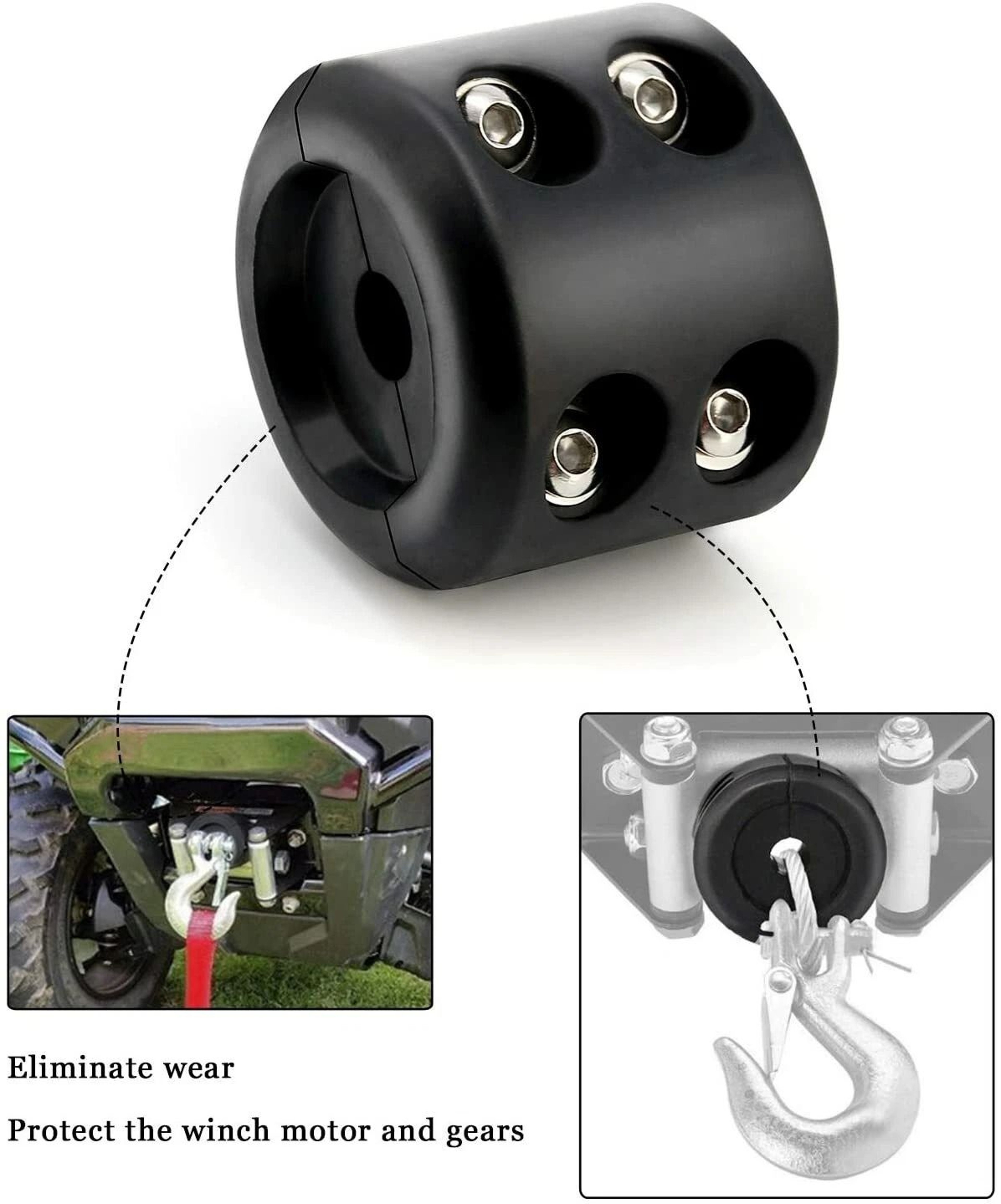 Heavy Duty ATV UTV Winch Stopper Rubber Cable Saver Waterproof Rope Hook 6