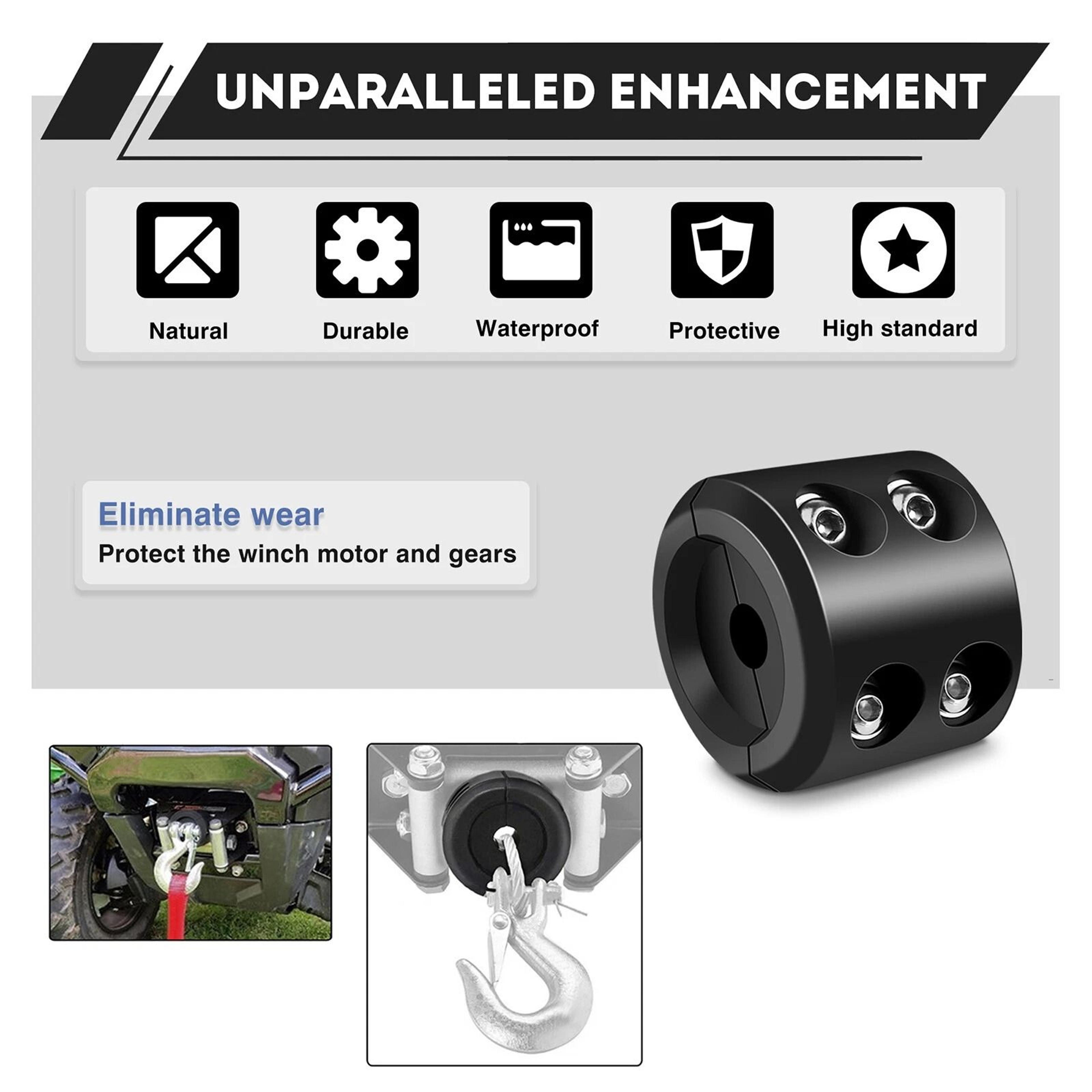 Heavy Duty ATV UTV Winch Stopper Rubber Cable Saver Waterproof Rope Hook 9