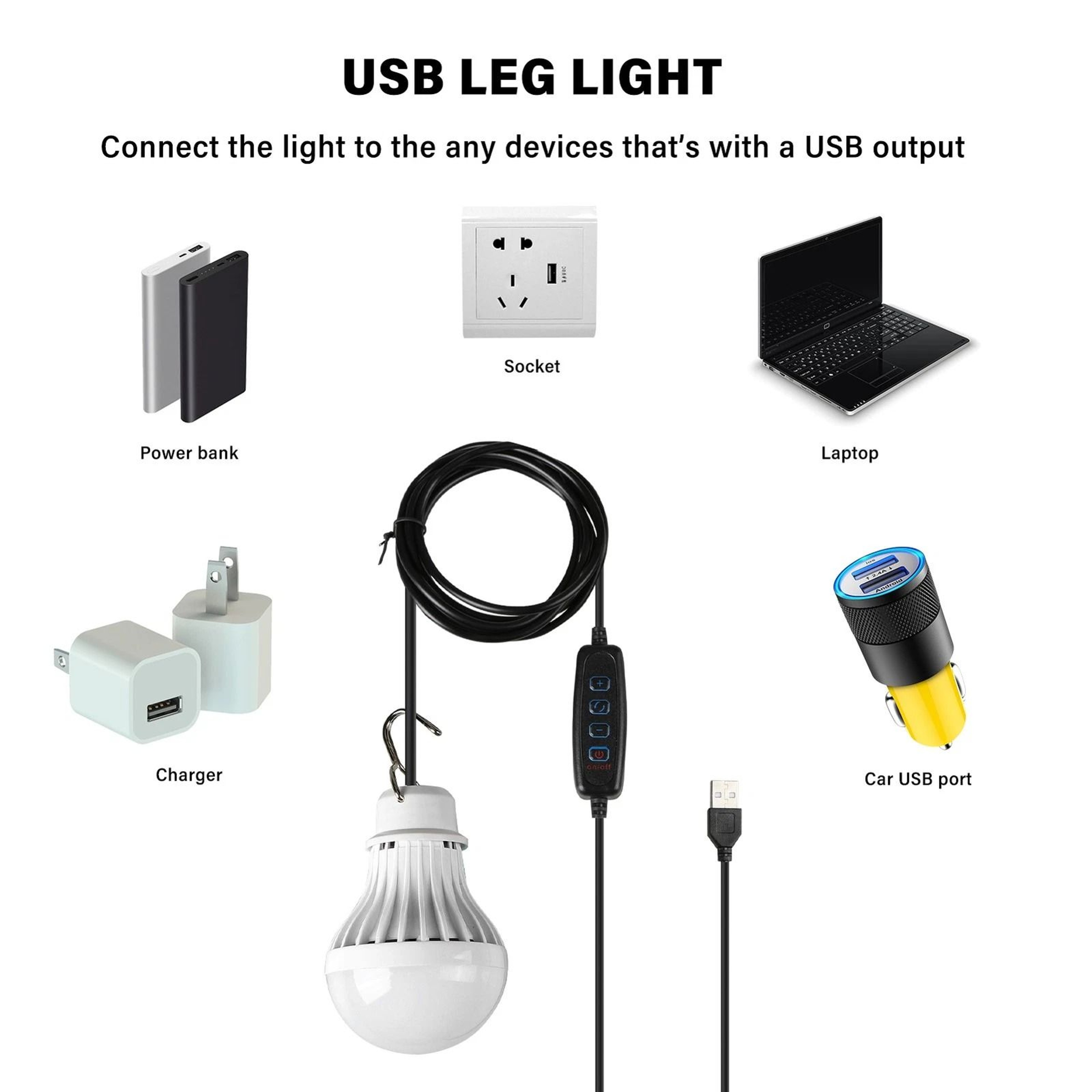 USB Rechargeable Outdoor LED Light With Adjustable Brightness WarmWhite 7