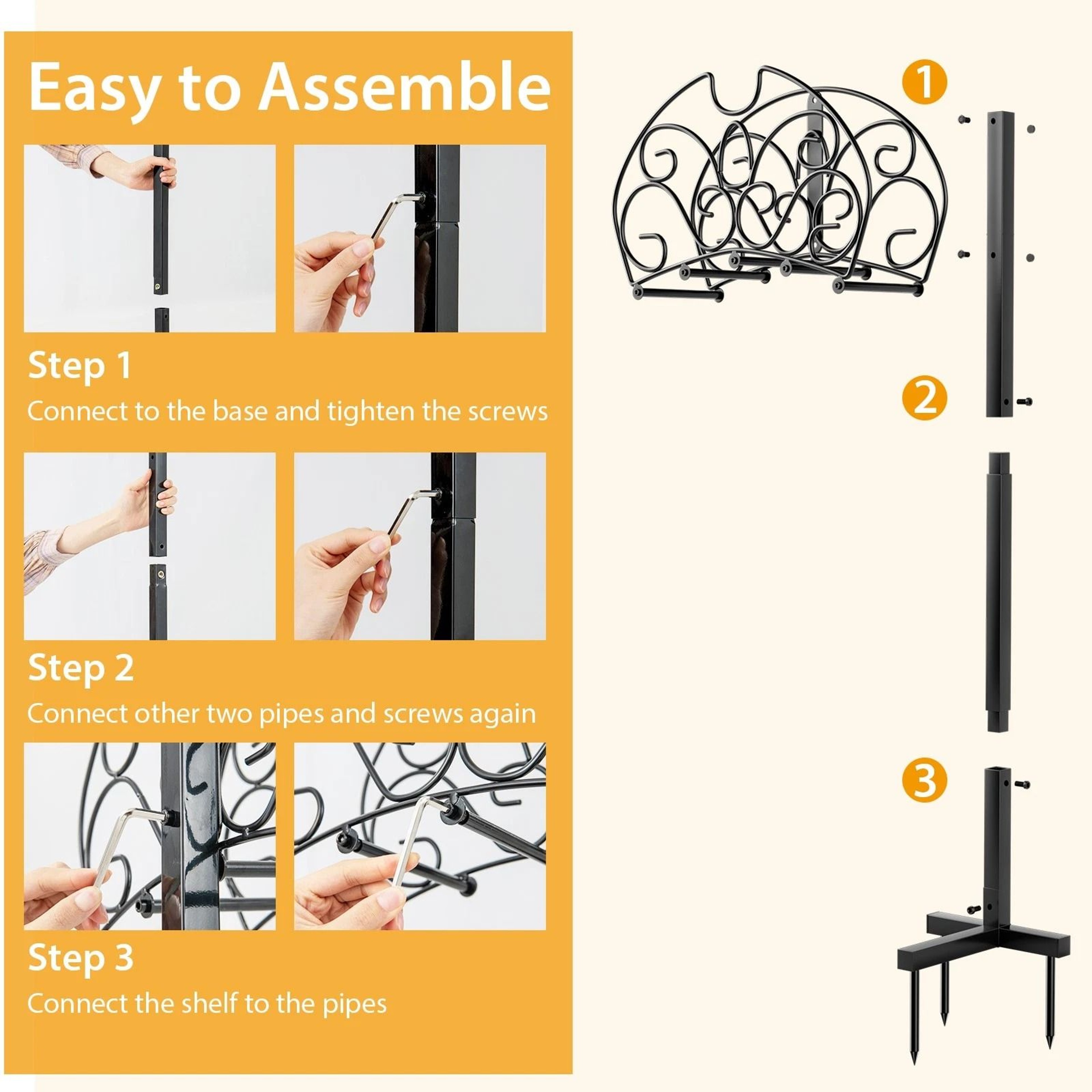 Freestanding Metal Garden Hose Holder Detachable Water Hose Stand For Outdoor Use 3