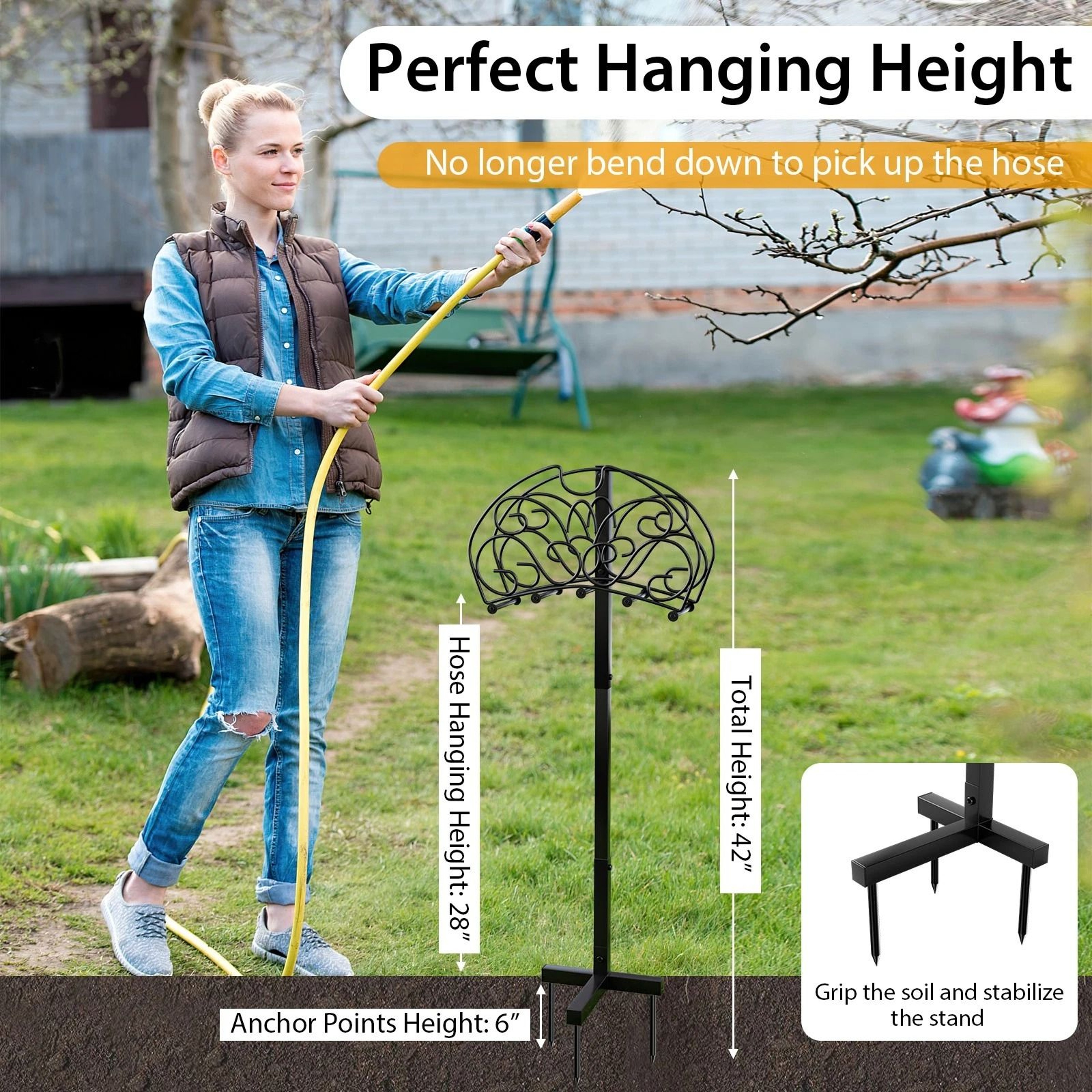 Freestanding Metal Garden Hose Holder Detachable Water Hose Stand For Outdoor Use 4