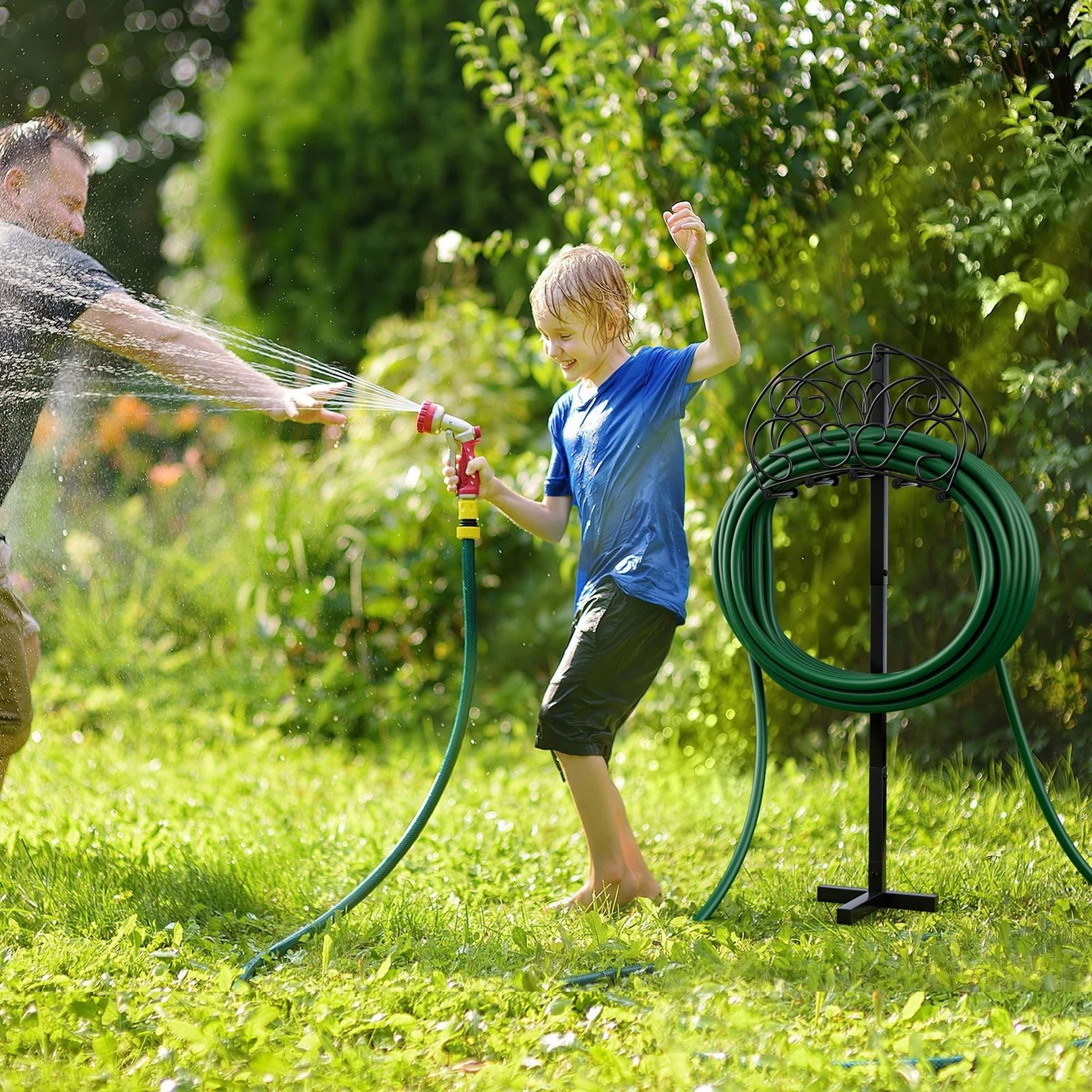 Freestanding Metal Garden Hose Holder Detachable Water Hose Stand For Outdoor Use 7