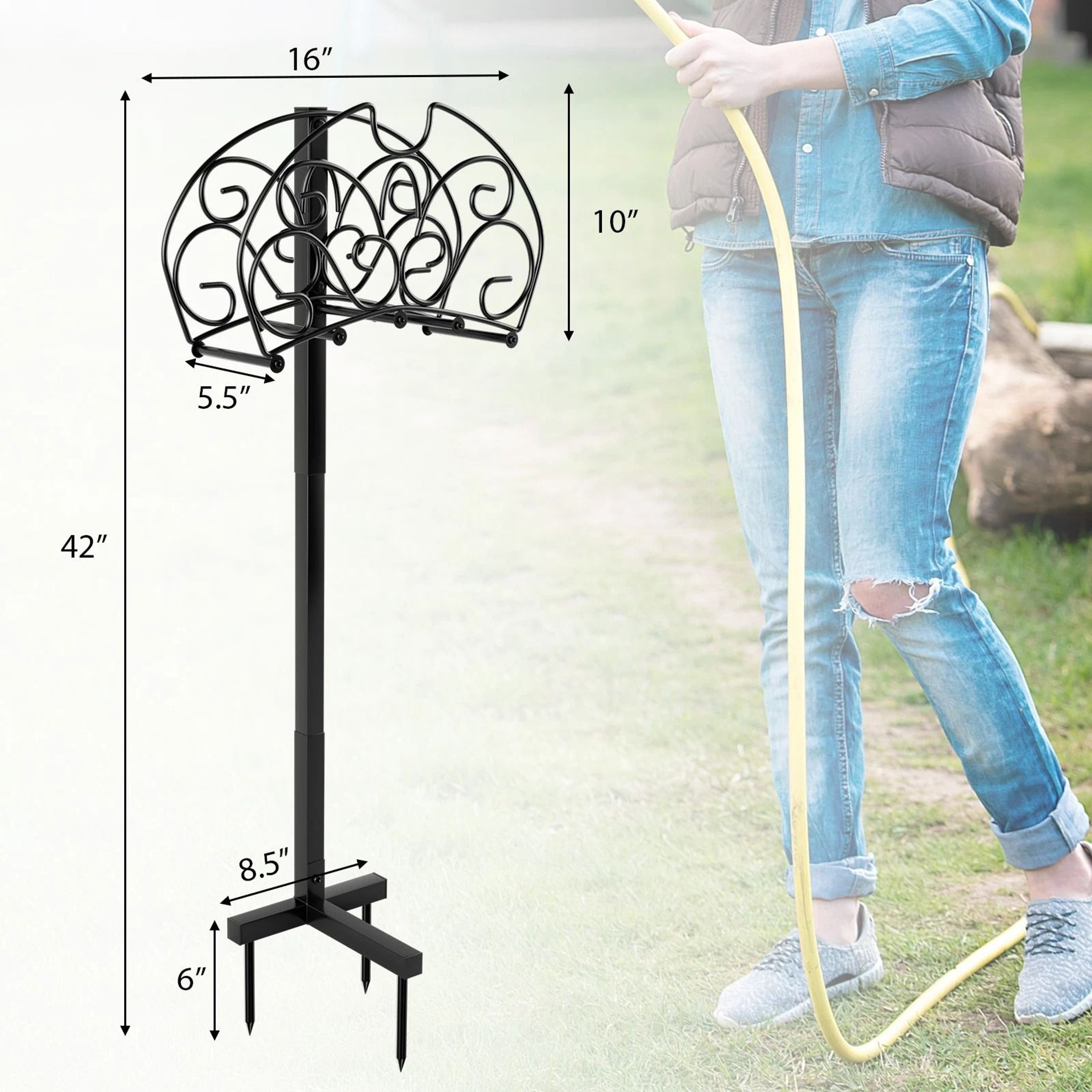 Freestanding Metal Garden Hose Holder Detachable Water Hose Stand For Outdoor Use 8