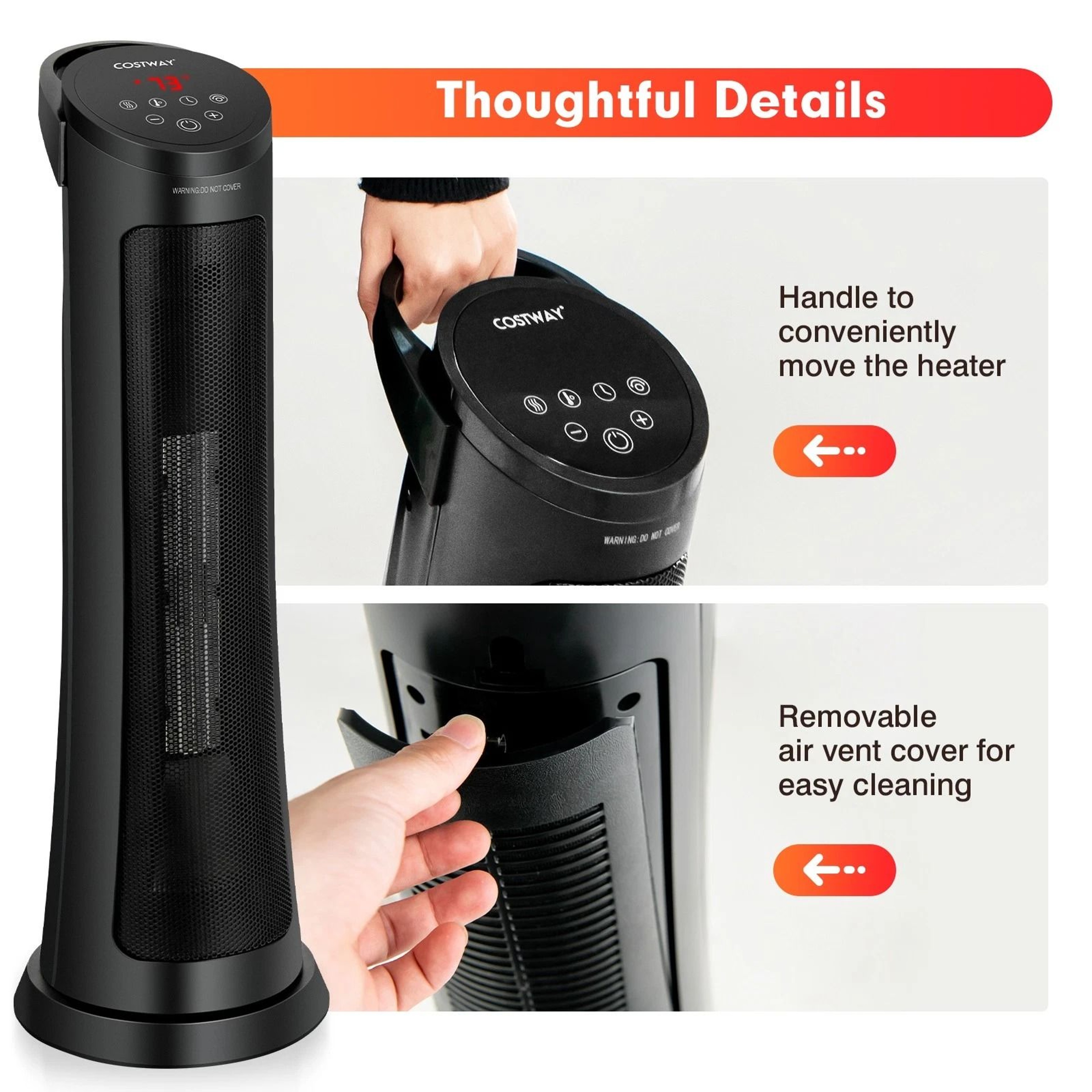 Portable Electric PTC Space Heater With Timer  Thermostat For Home Office  More 1