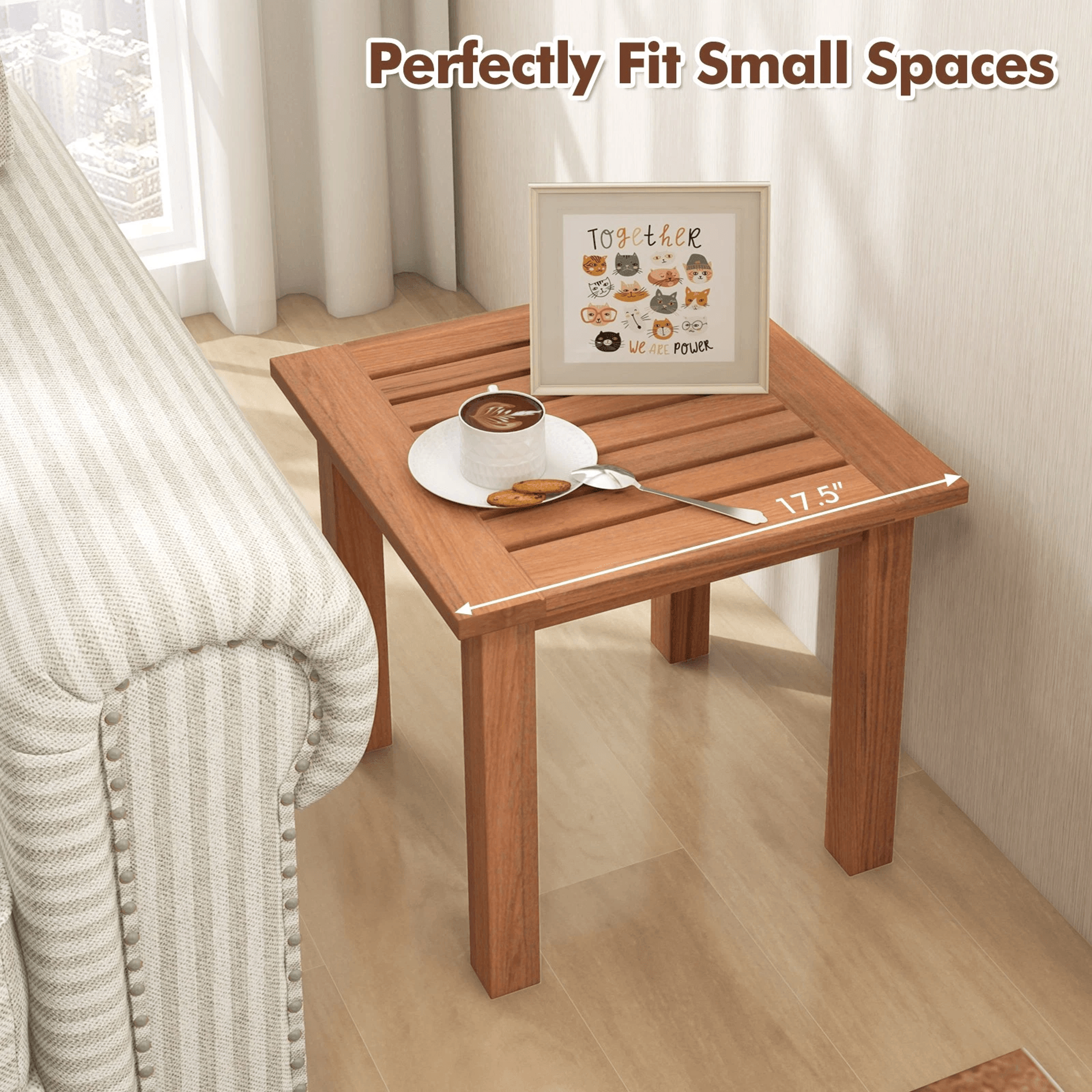 Patio Side Table All Weather Outdoor Hardwood End Table For Garden Or Bistro 4