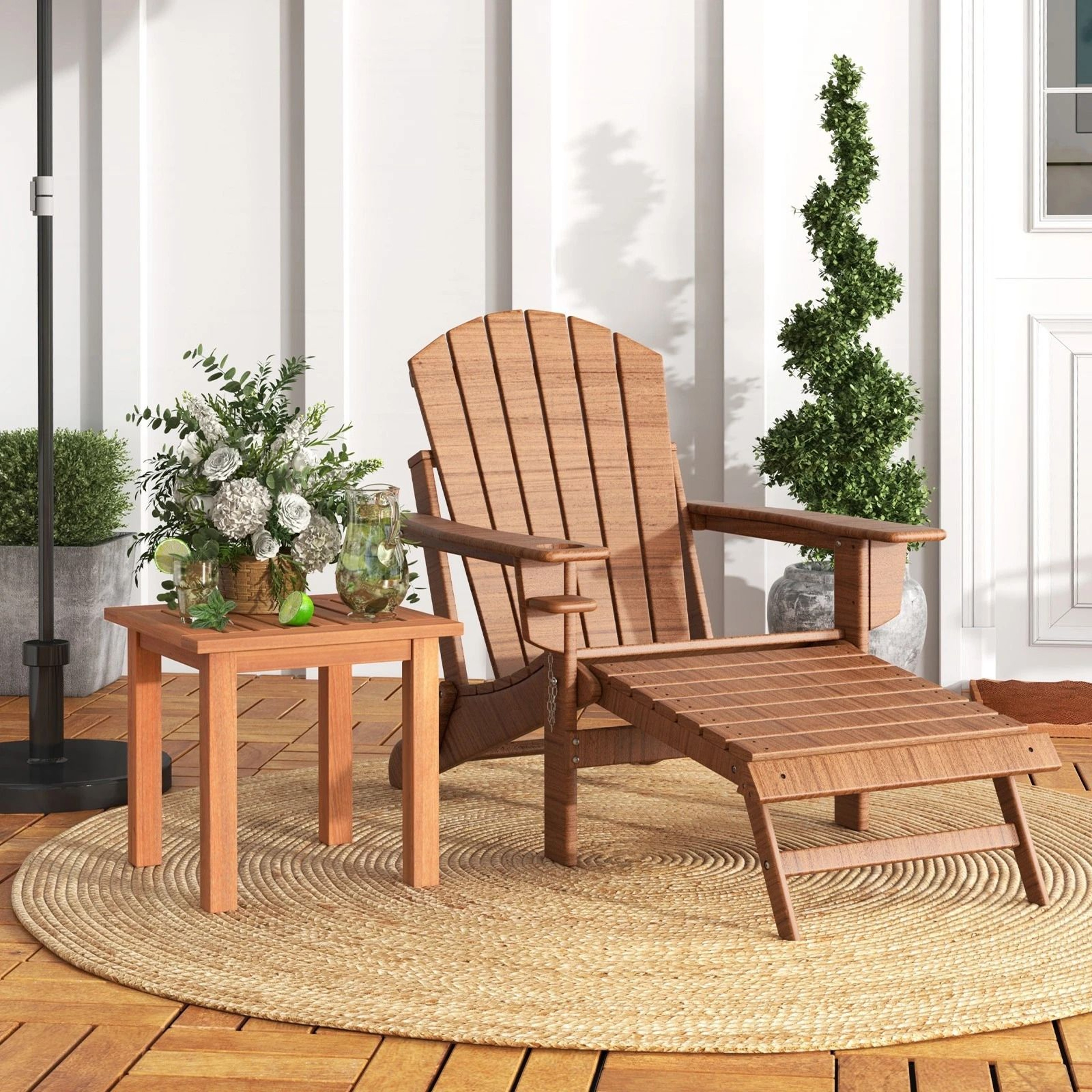 Patio Side Table All Weather Outdoor Hardwood End Table For Garden Or Bistro 6