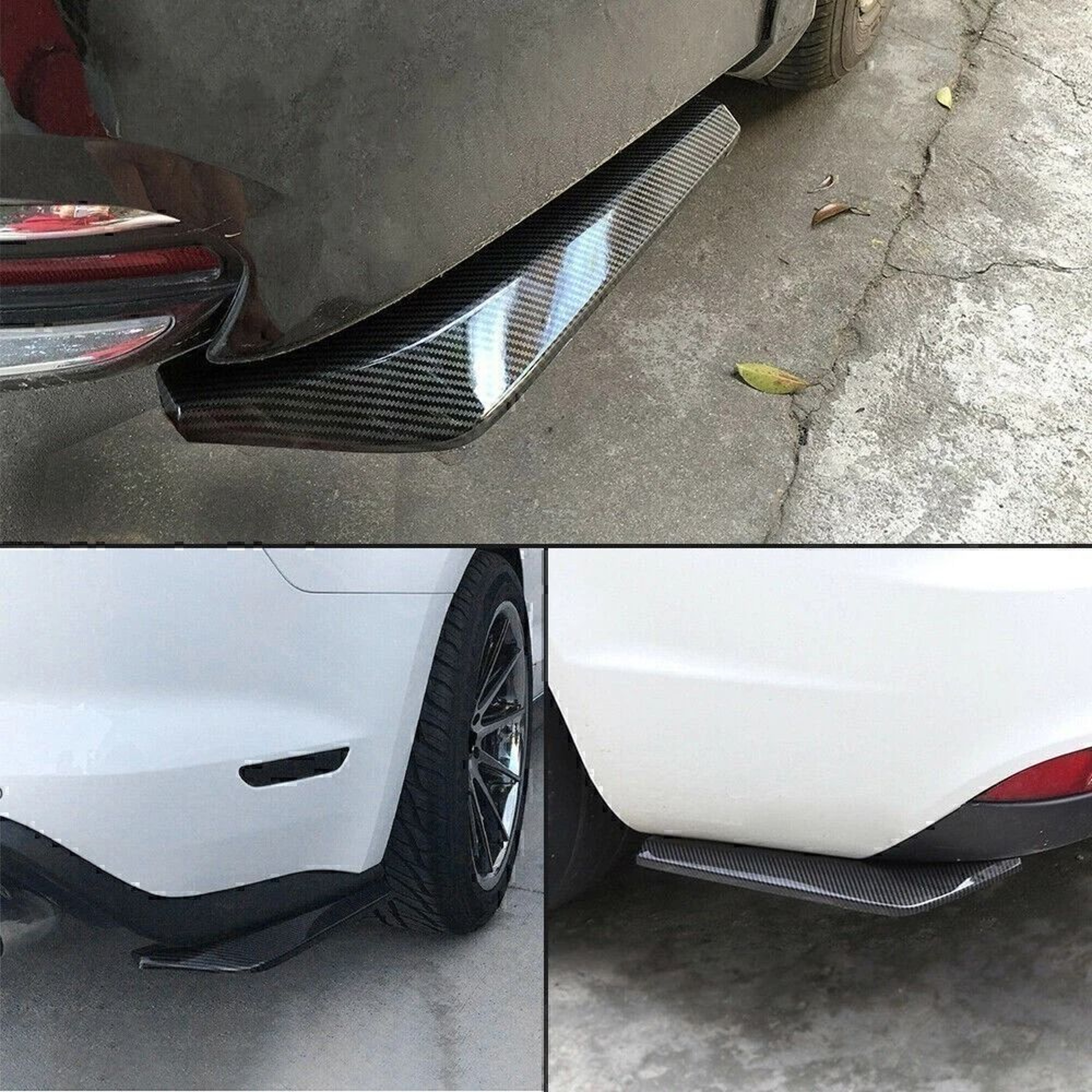 Universal Rear Bumper Diffuser Canards Carbon Fiber Style Splitter Protectors For Dodge And More 2