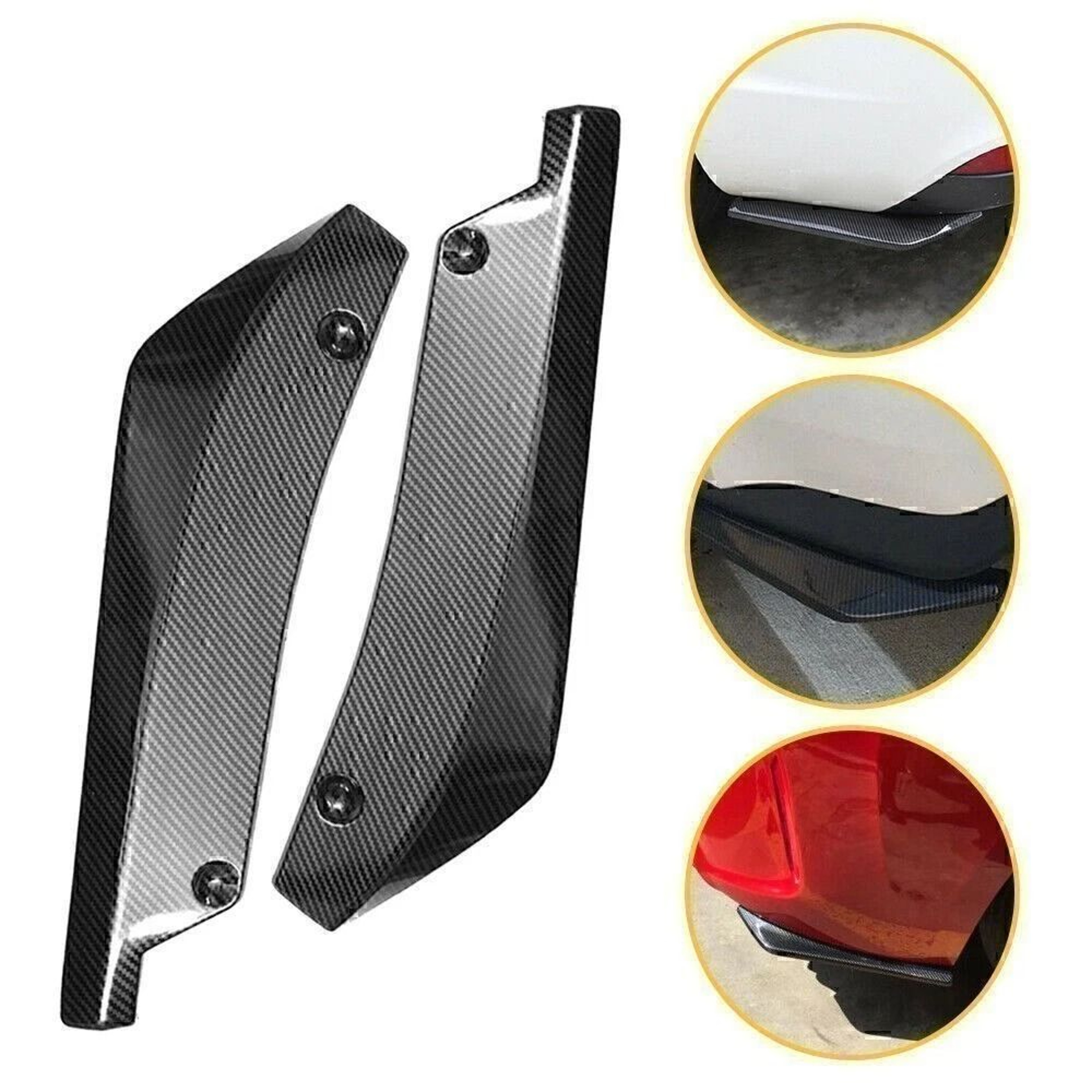 Universal Rear Bumper Diffuser Canards Carbon Fiber Style Splitter Protectors For Dodge And More 4