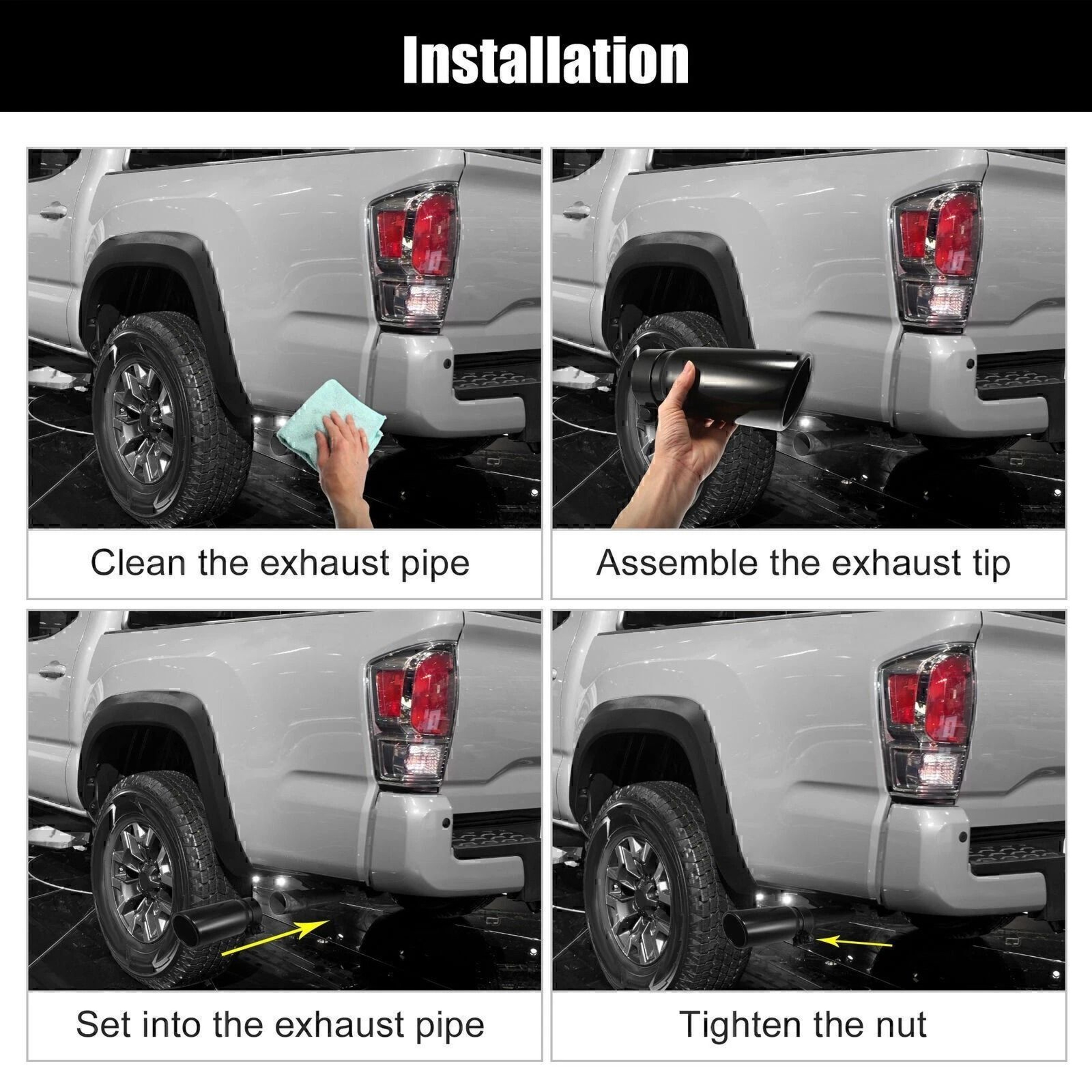 Black Chrome Toyota Tacoma Exhaust Tip Stainless Steel 9