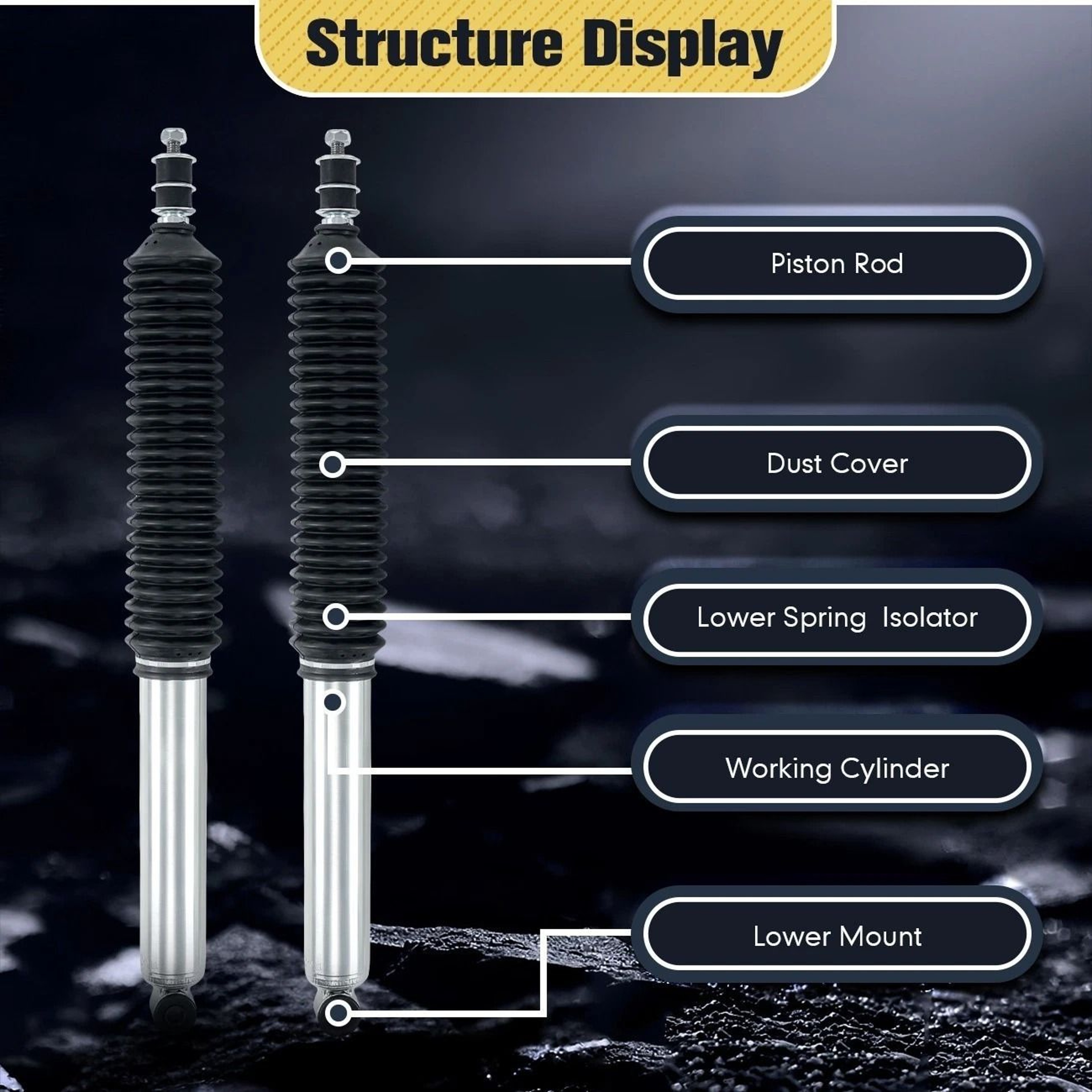 Toyota Tacoma Rear Monotube Gas Shocks Pair For Lift 12