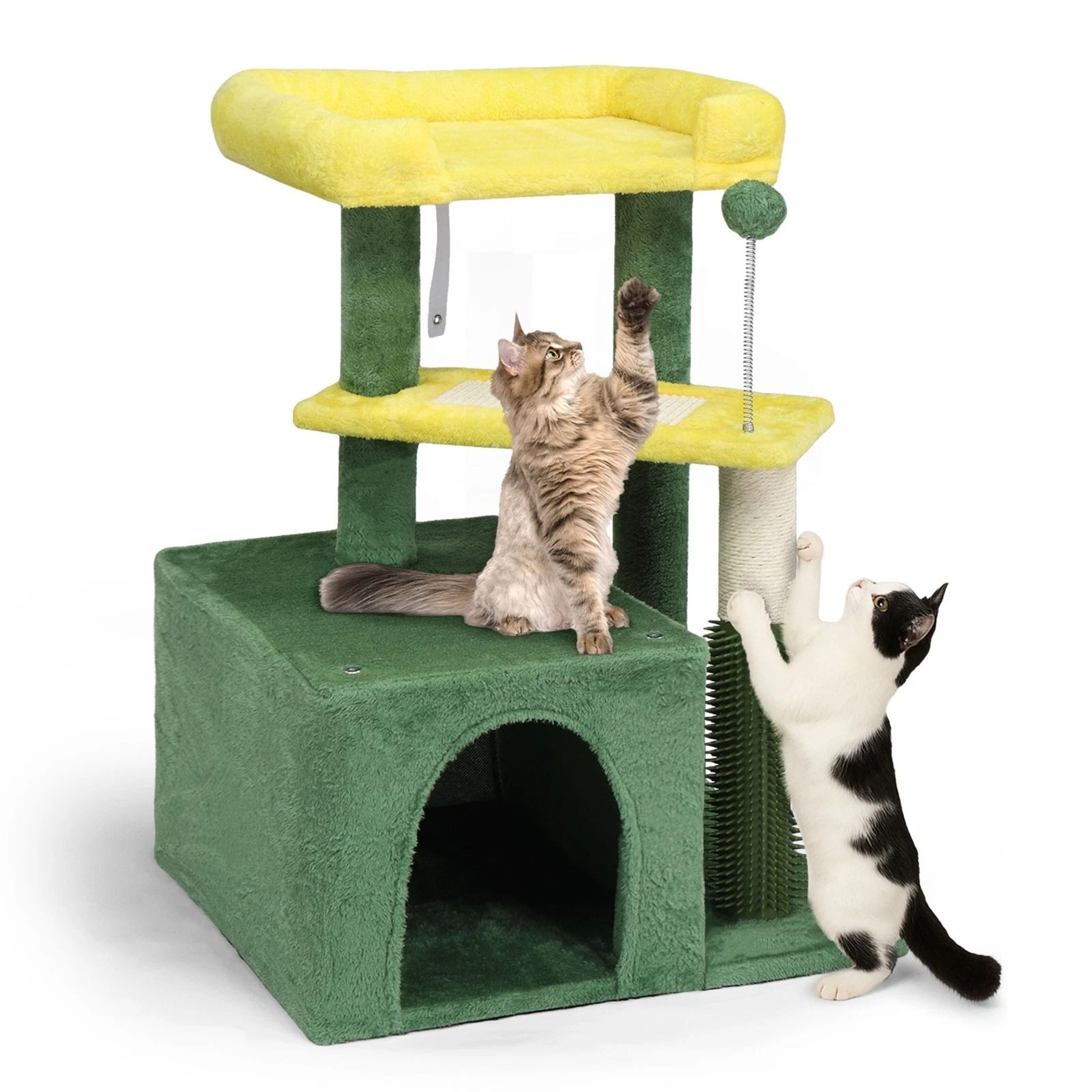 3 Layer Cat Tree Tower With Scratching Post Cozy Cat Condo And Toy Ball Indoor Cat Furniture For Ca 1