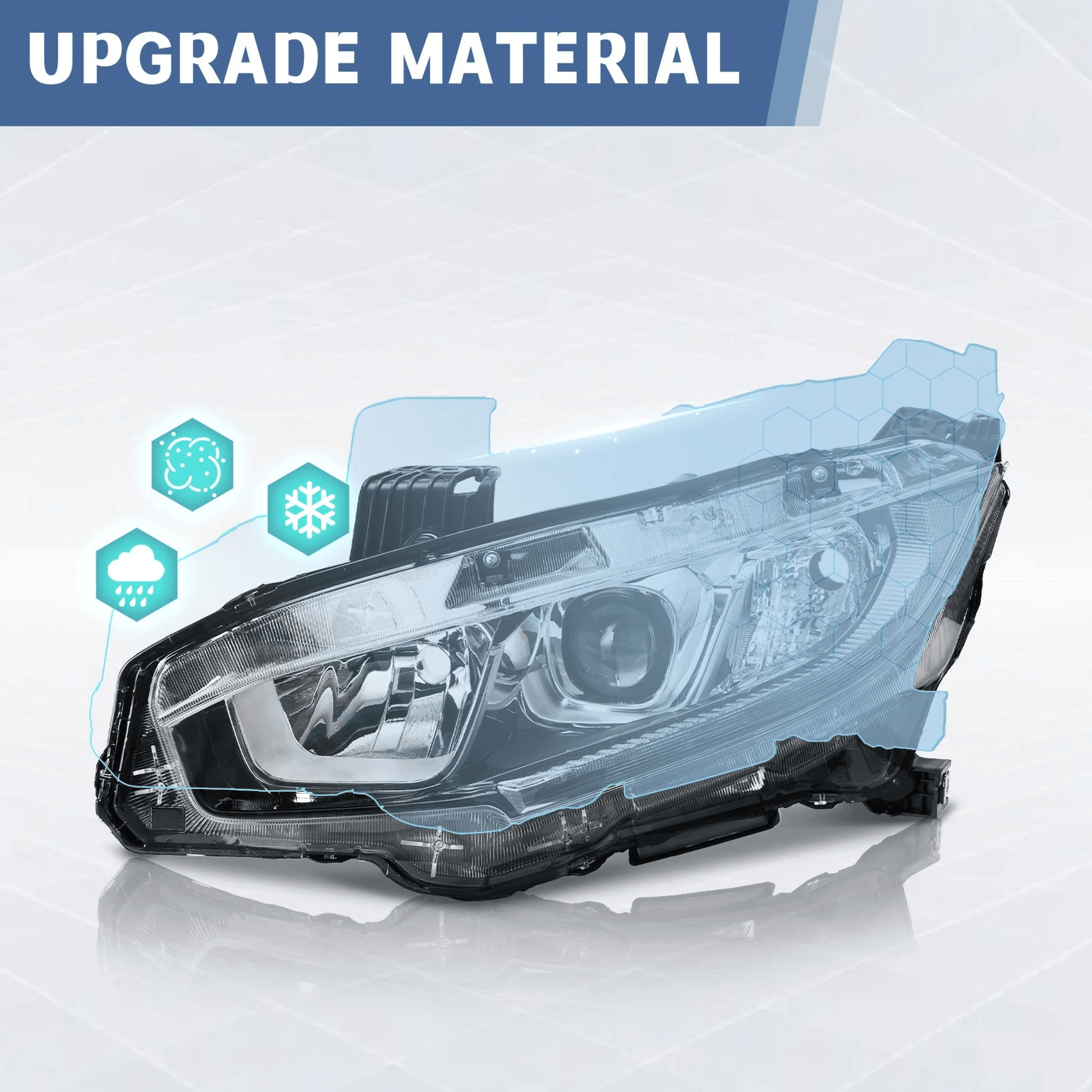 Projector Headlights Chrome Clear Set For Honda Civic LeftRight 3