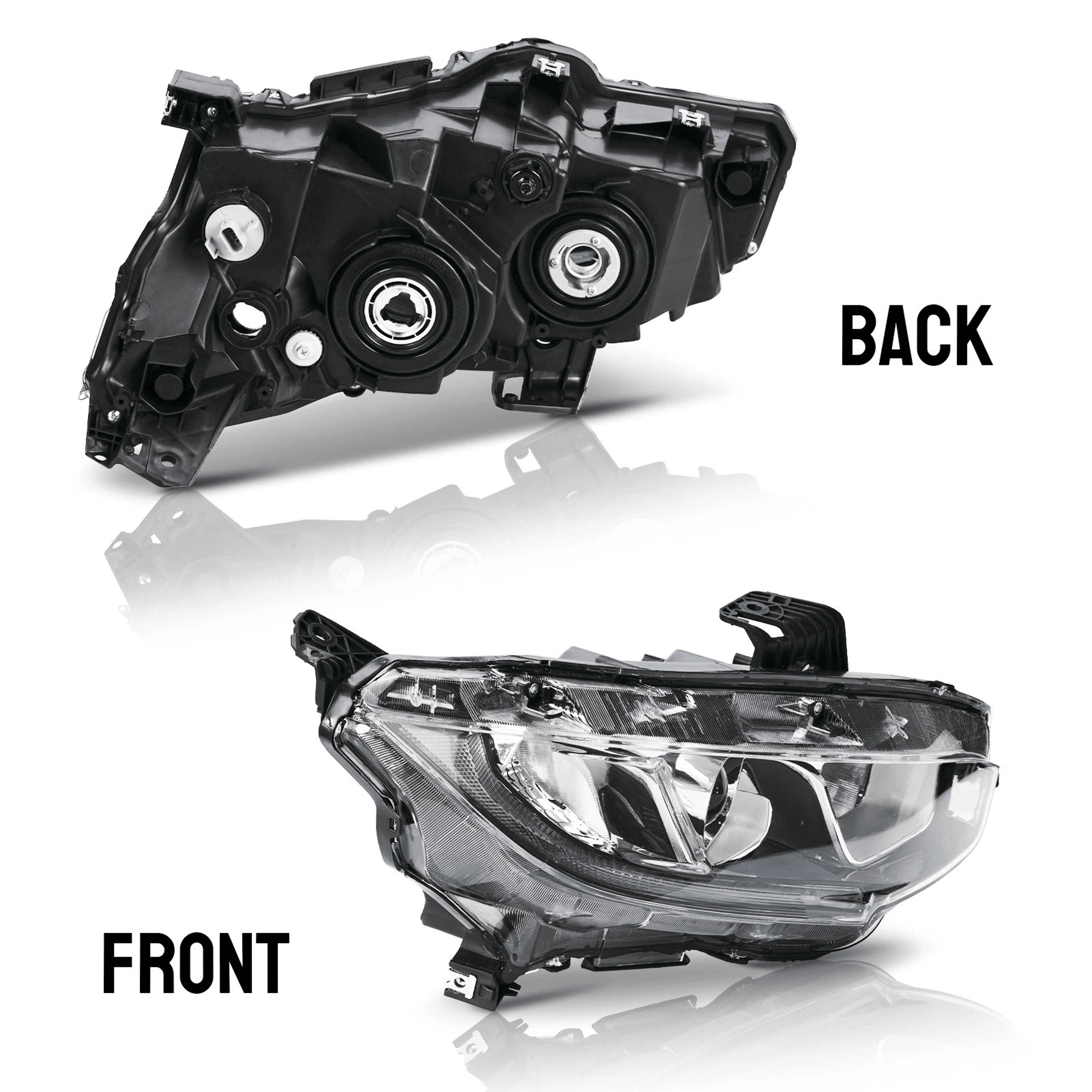 Projector Headlights Chrome Clear Set For Honda Civic LeftRight 4
