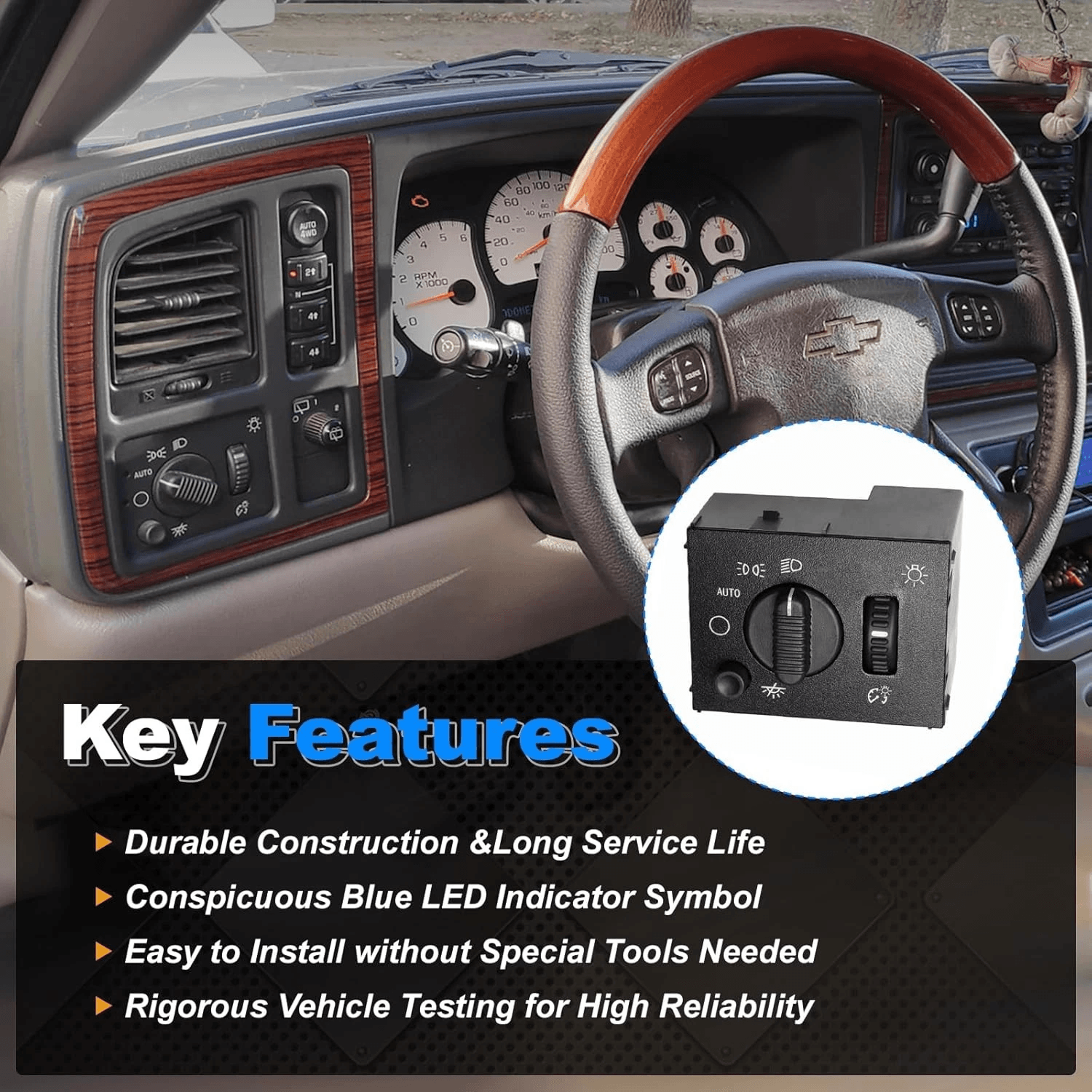 Headlight Dimmer Switch For Chevy Silverado GMC Sierra Yukon Fog Light Control 4