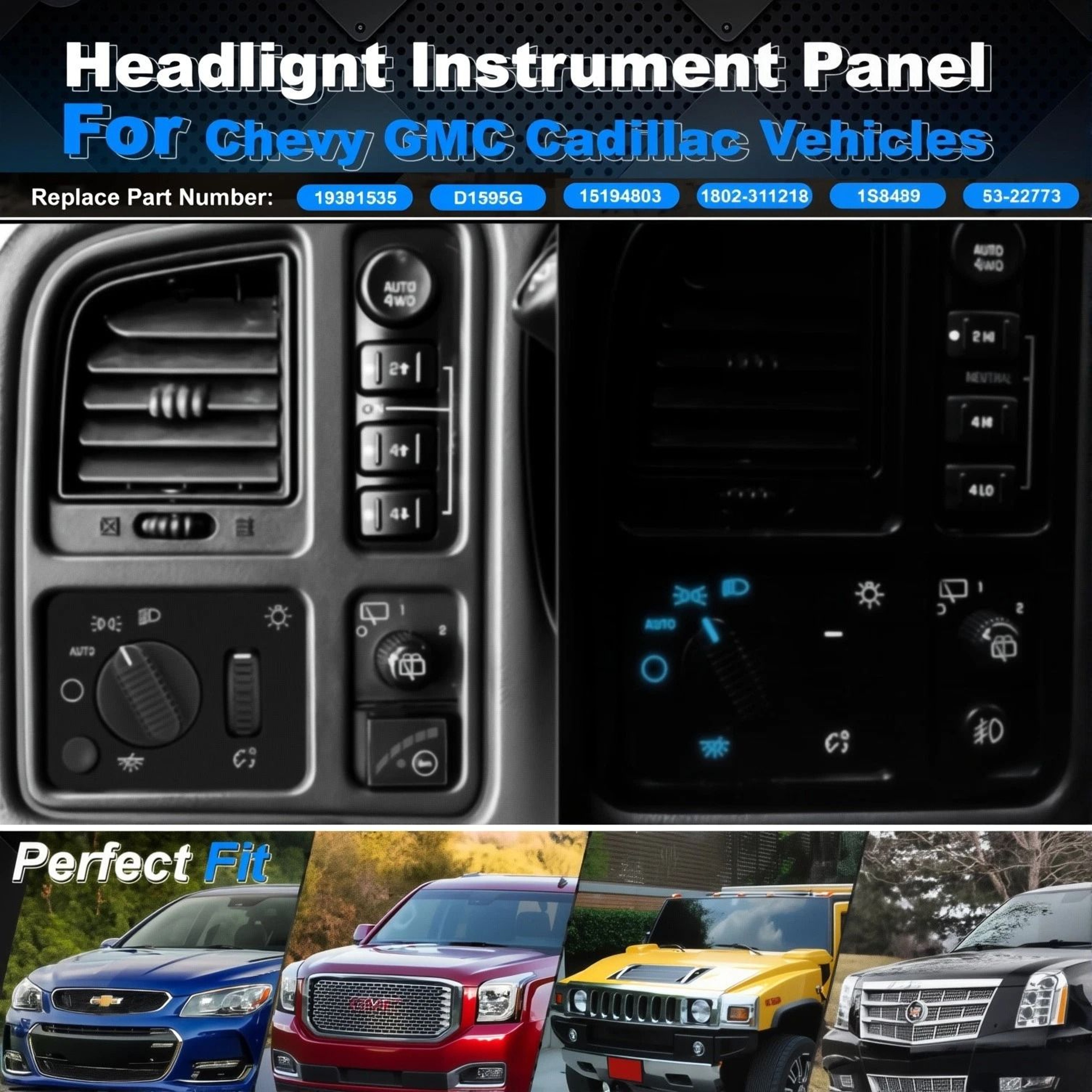 Headlight Dimmer Switch For Chevy Silverado GMC Sierra Yukon Fog Light Control 6