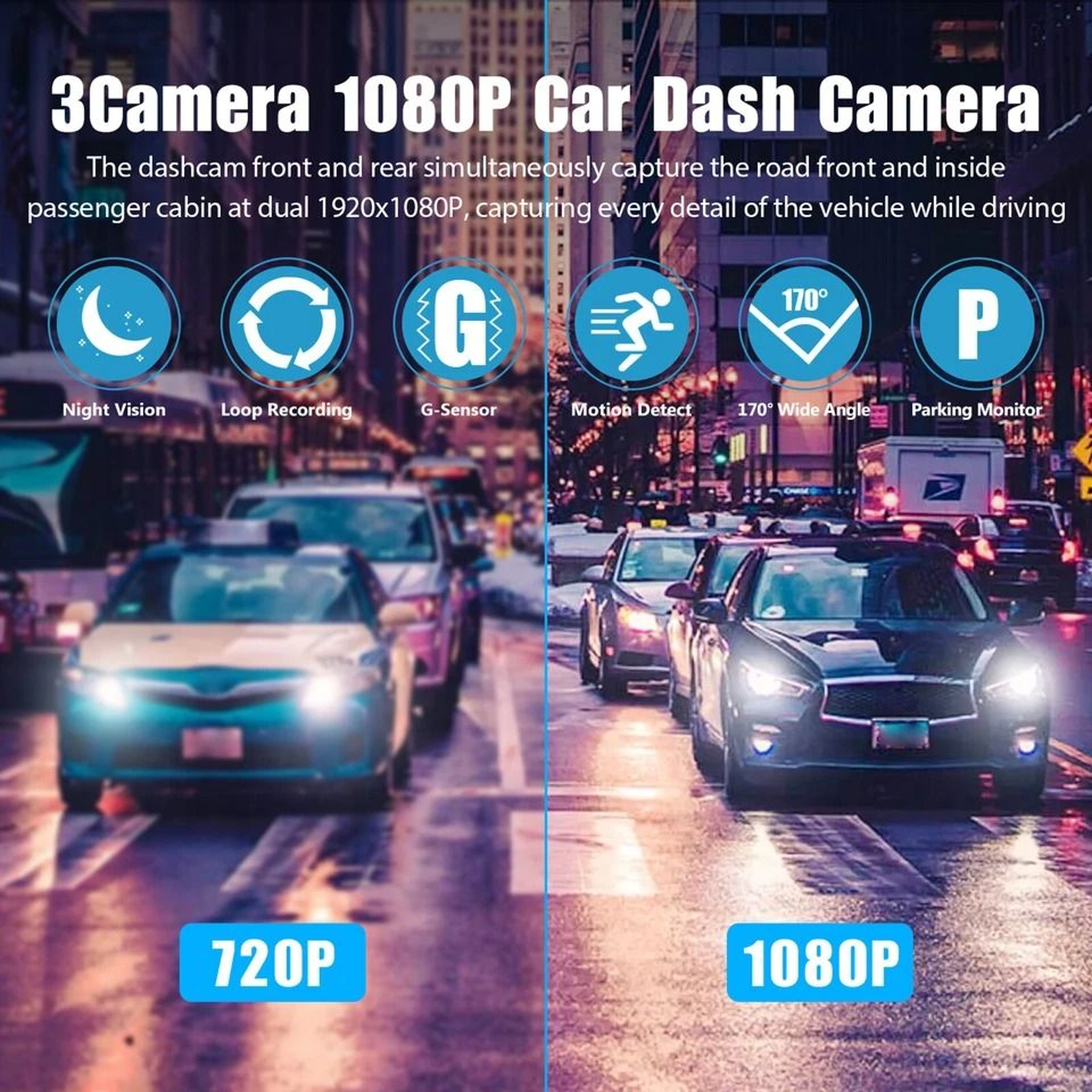 Dash Cam For UberTaxi With FrontRearCabin Cameras  IR Night Vision 8