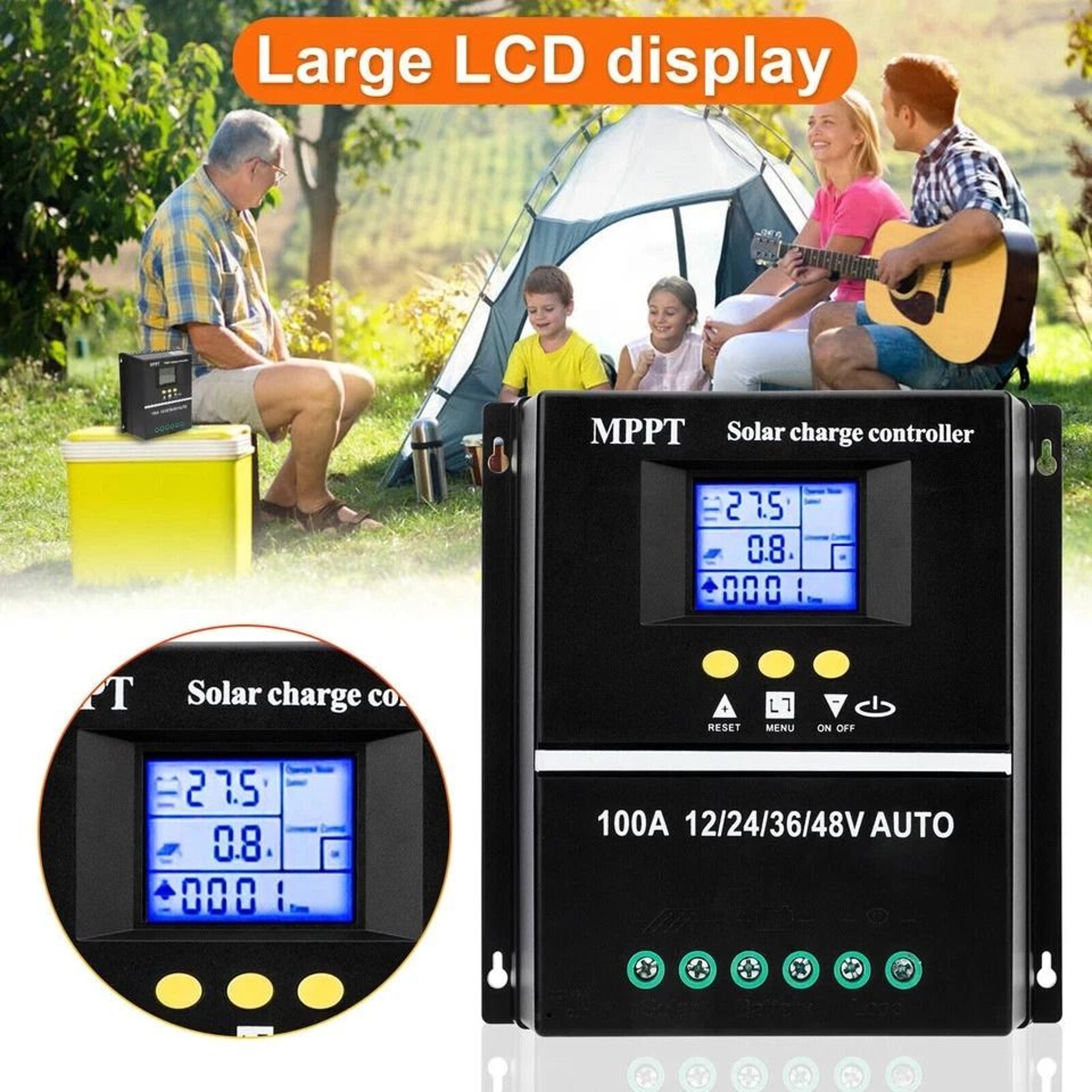 MPPT Solar Charge Controller With Dual USB Ports  LCD Display 16