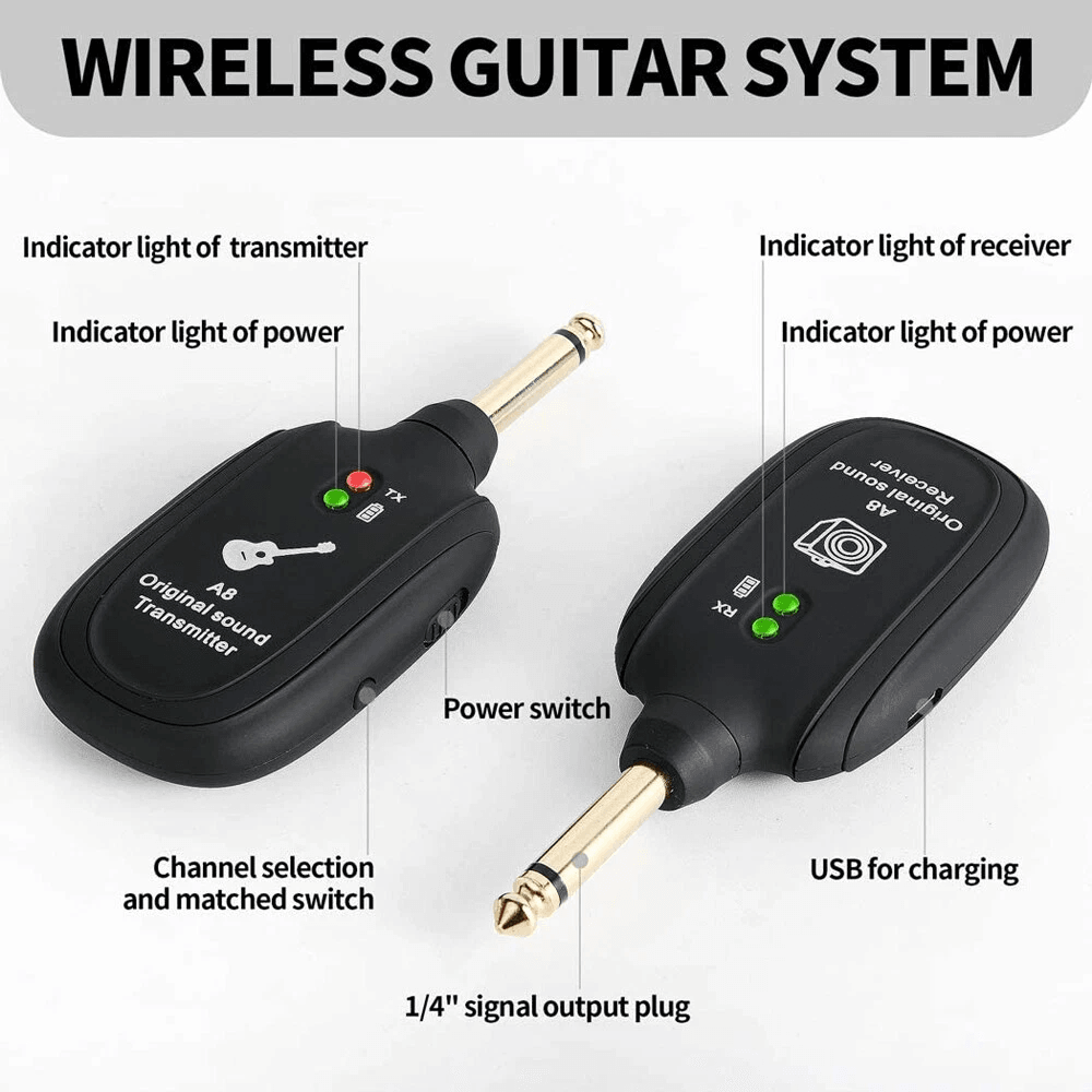 Wireless Guitar  Bass System With Rechargeable Battery Transmitter  Receiver Combo 4