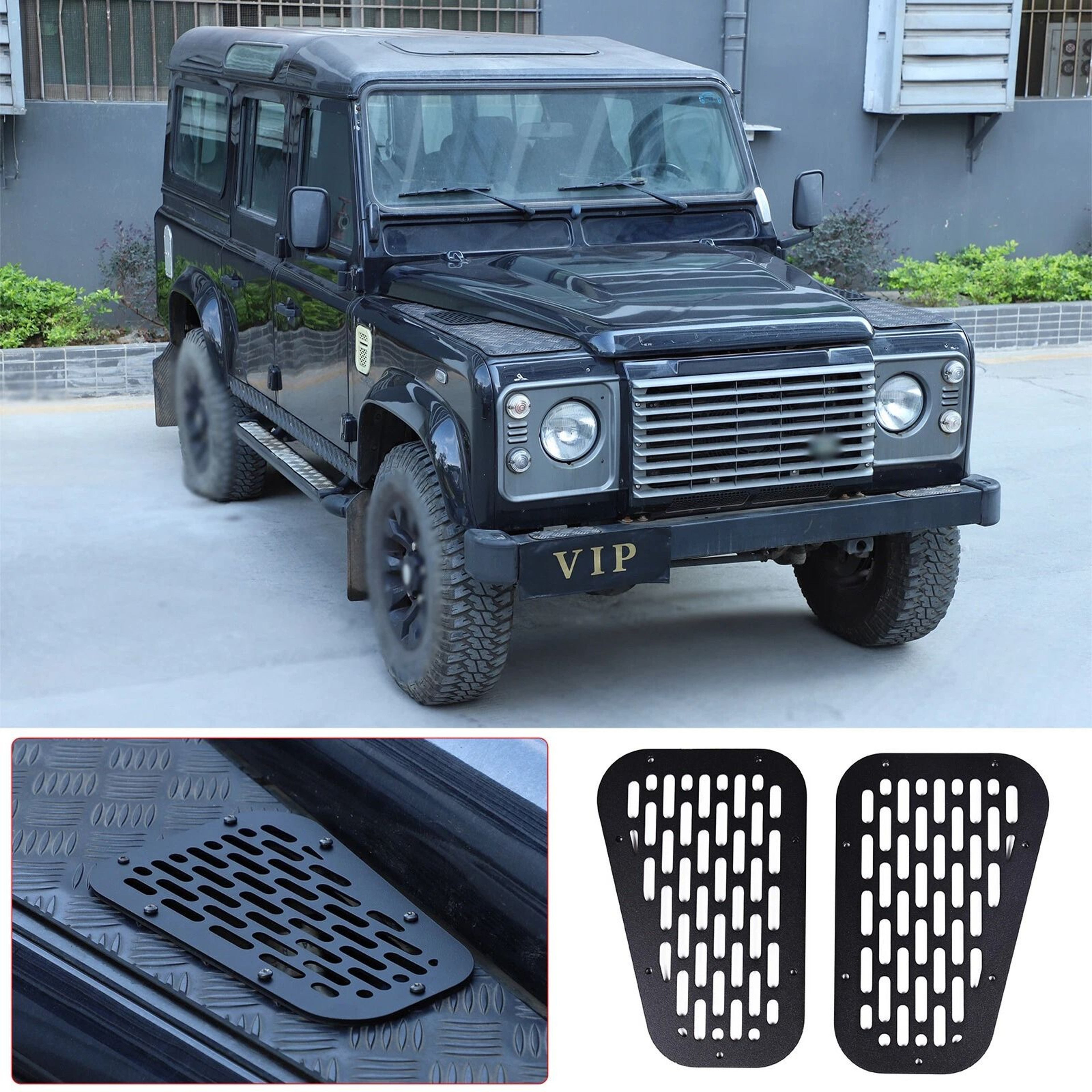 Black Alloy Front Hood Air Vent Cover Trim For Land Rover Defender Durable Alloy Design Enhances St 15