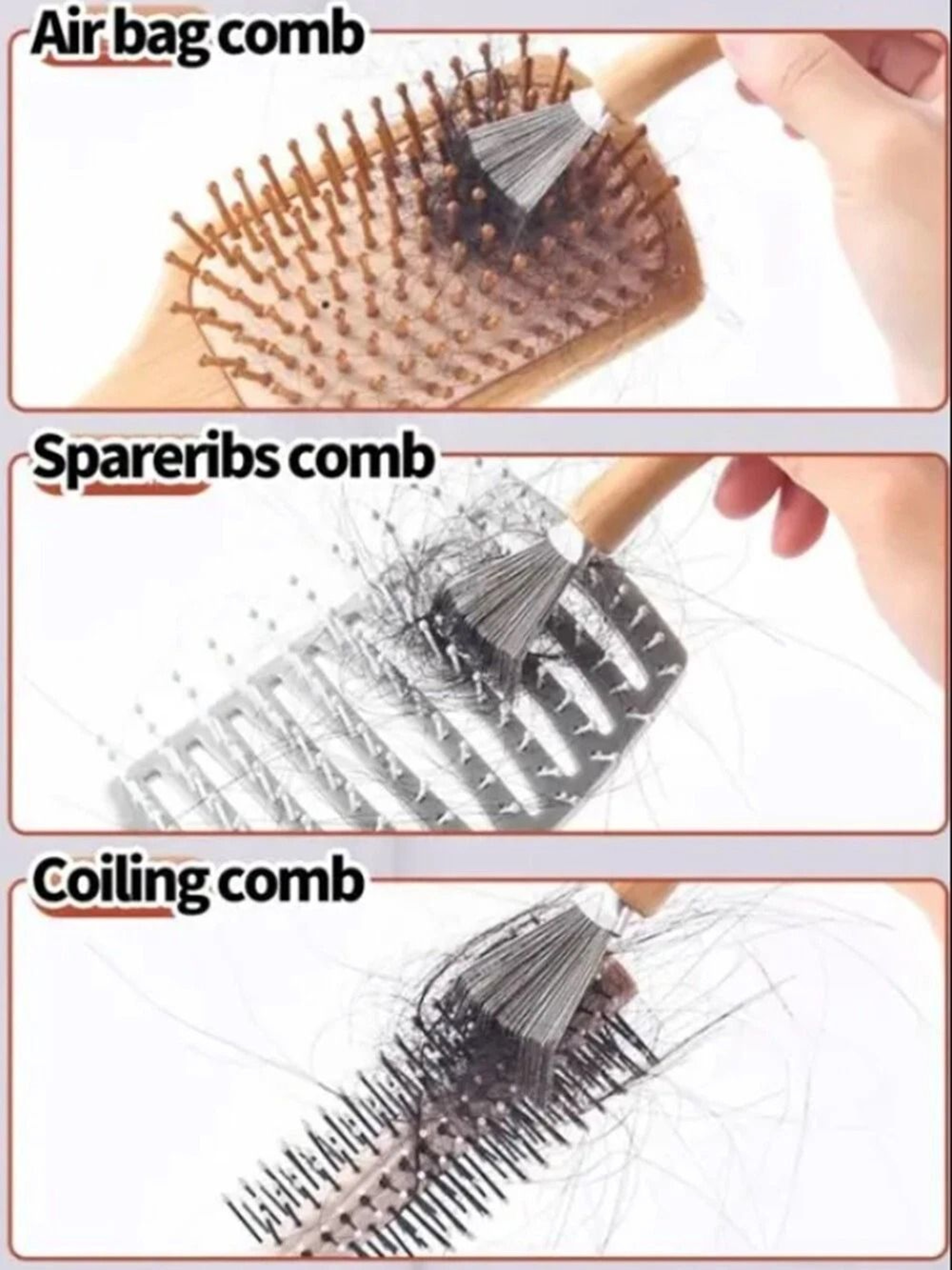 Hair Brush Cleaner Tool With Metal Rake  Wooden Handle Lint  Dust Remover For Hairbrushes 4