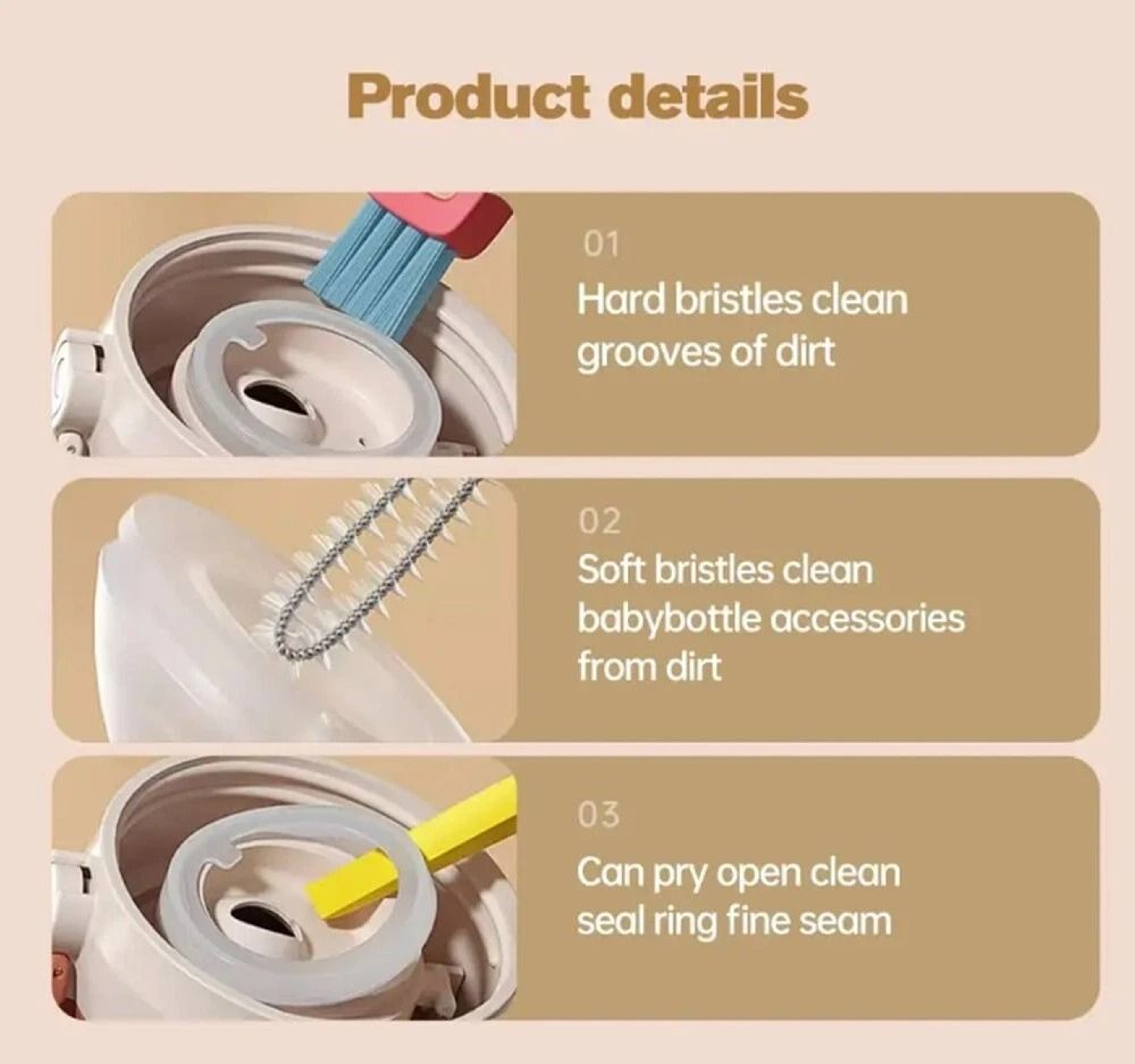 3 In 1 Cup Lid Cleaning Brush Set For Bottles Straws And Crevices 2