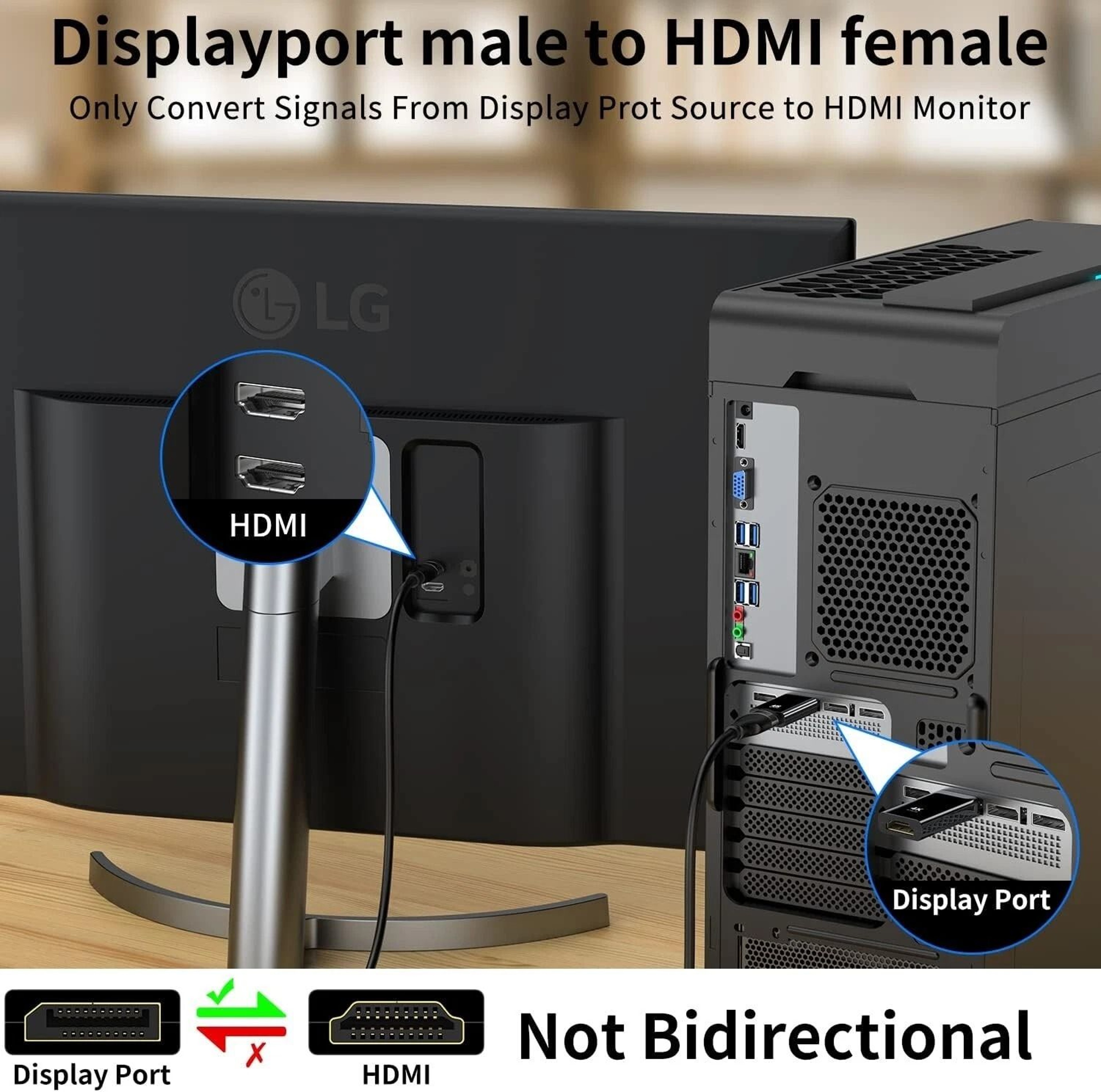DisplayPort To HDMI Adapter For Monitor And TV DP Male To HDMI Female Converter 3