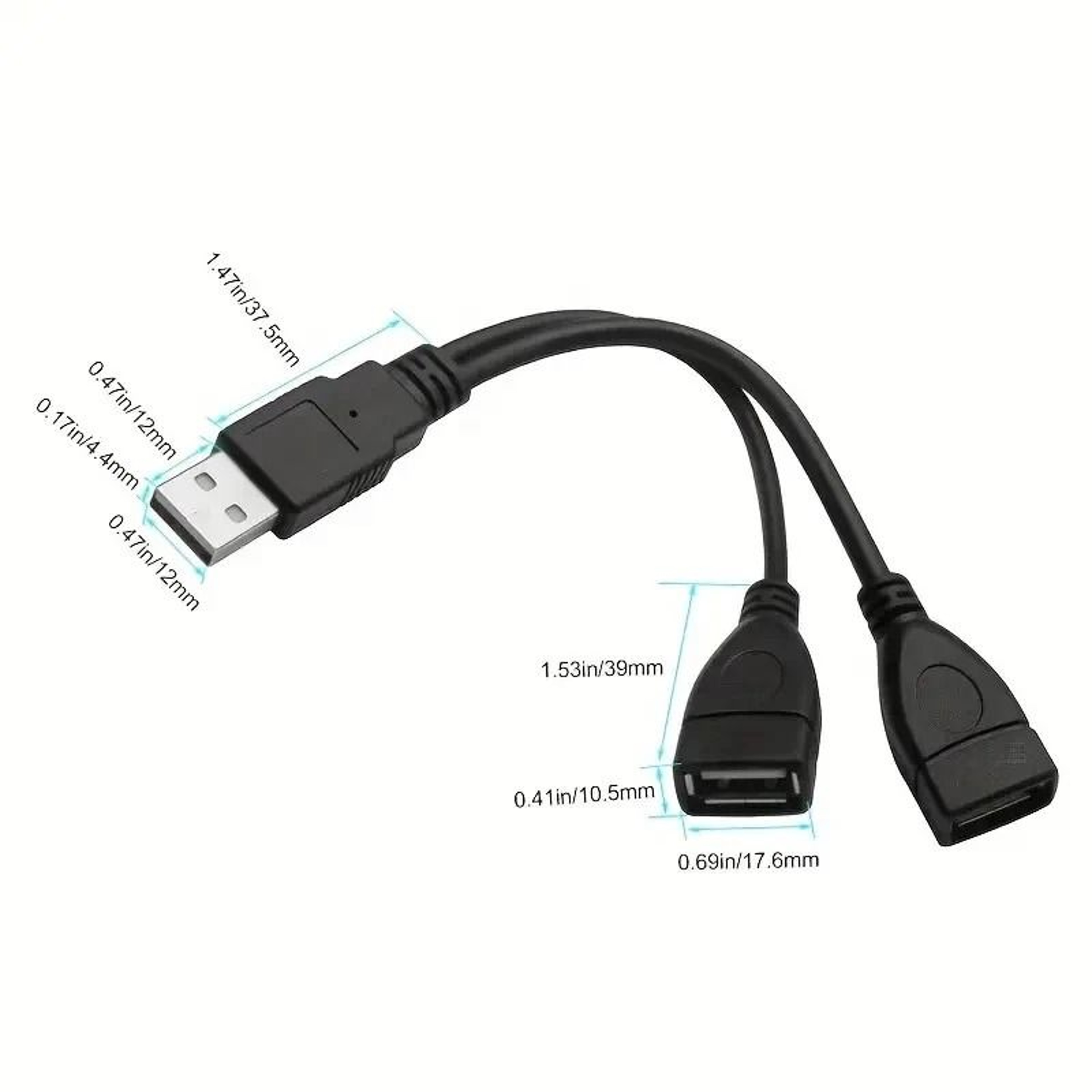 2 Port USB Splitter Cable USB Adapter With Dual Female Ports For Easy Power And Device Connection 5